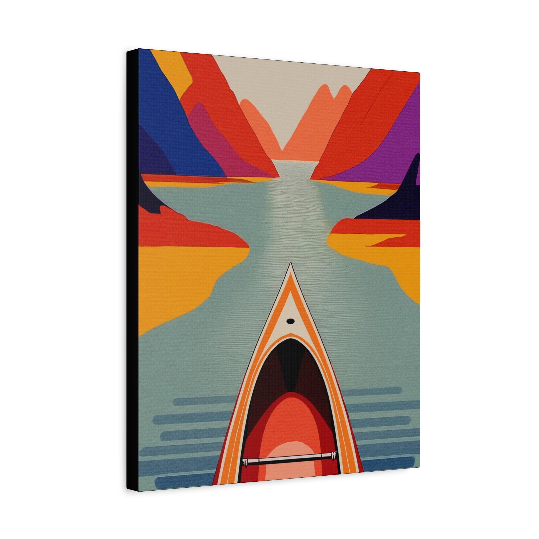Midwest Modern Outdoor Activity Canoe Art Print - Matte Canvas, Stretched, 1.25"