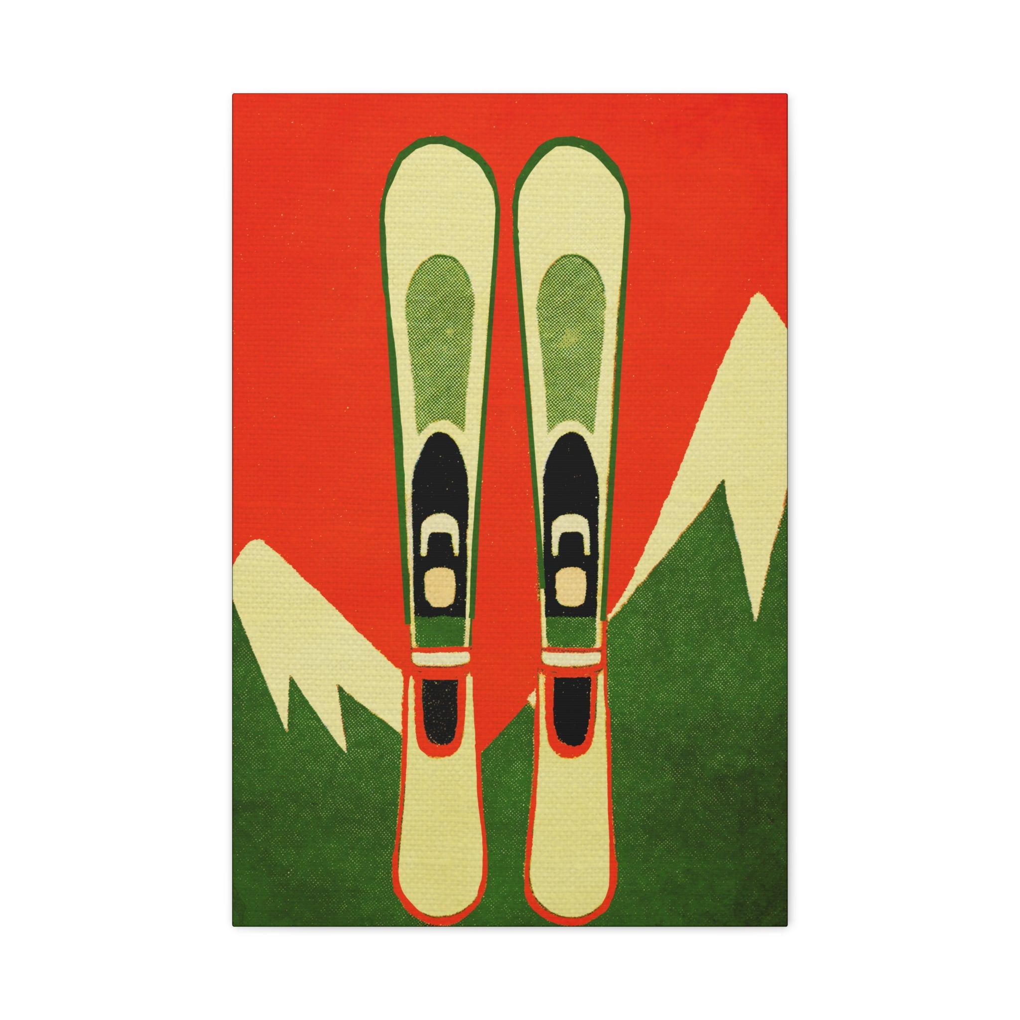 Midwest Modern Icon Pop Retro Winter Skis Print - Matte Canvas, Stretched, 1.25"