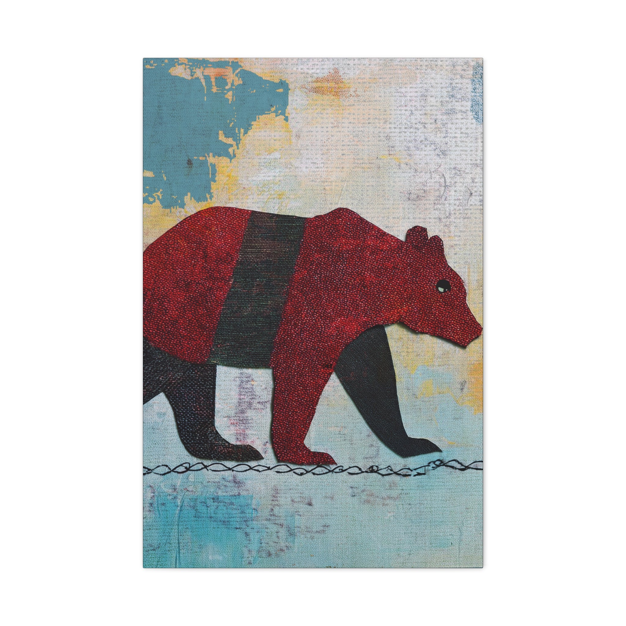 Collage Style Walking Bear - Matte Canvas, Stretched, 1.25"