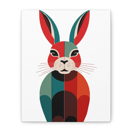 Modern Graphic Art Print Mod Inspired Bunny Rabbit - Matte Canvas, Stretched, 1.25"