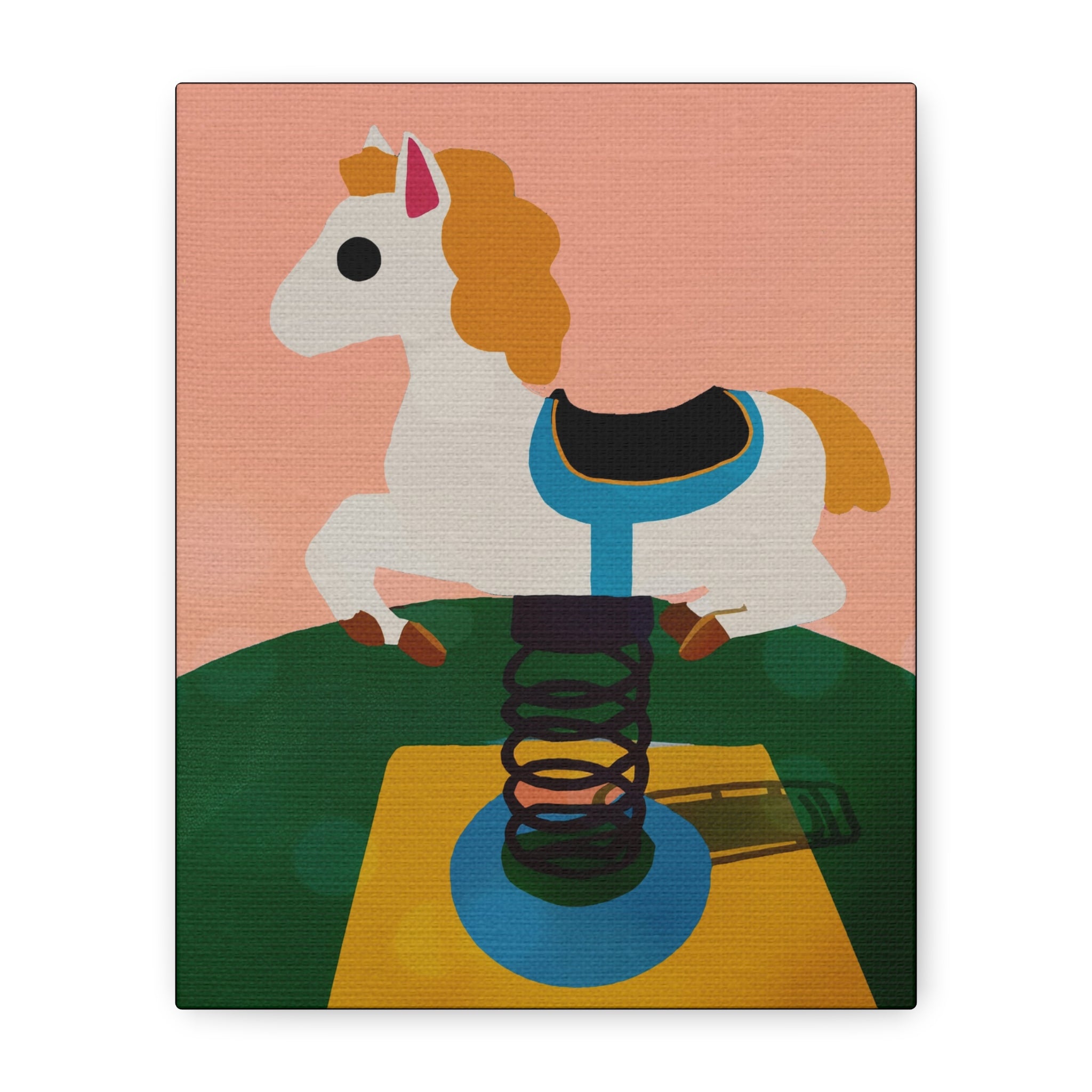 Midwest Modern Nostalgic Playground Horse Print - Matte Canvas, Stretched, 1.25" -  home decor, wall art, nostalgia, playground, kids ride