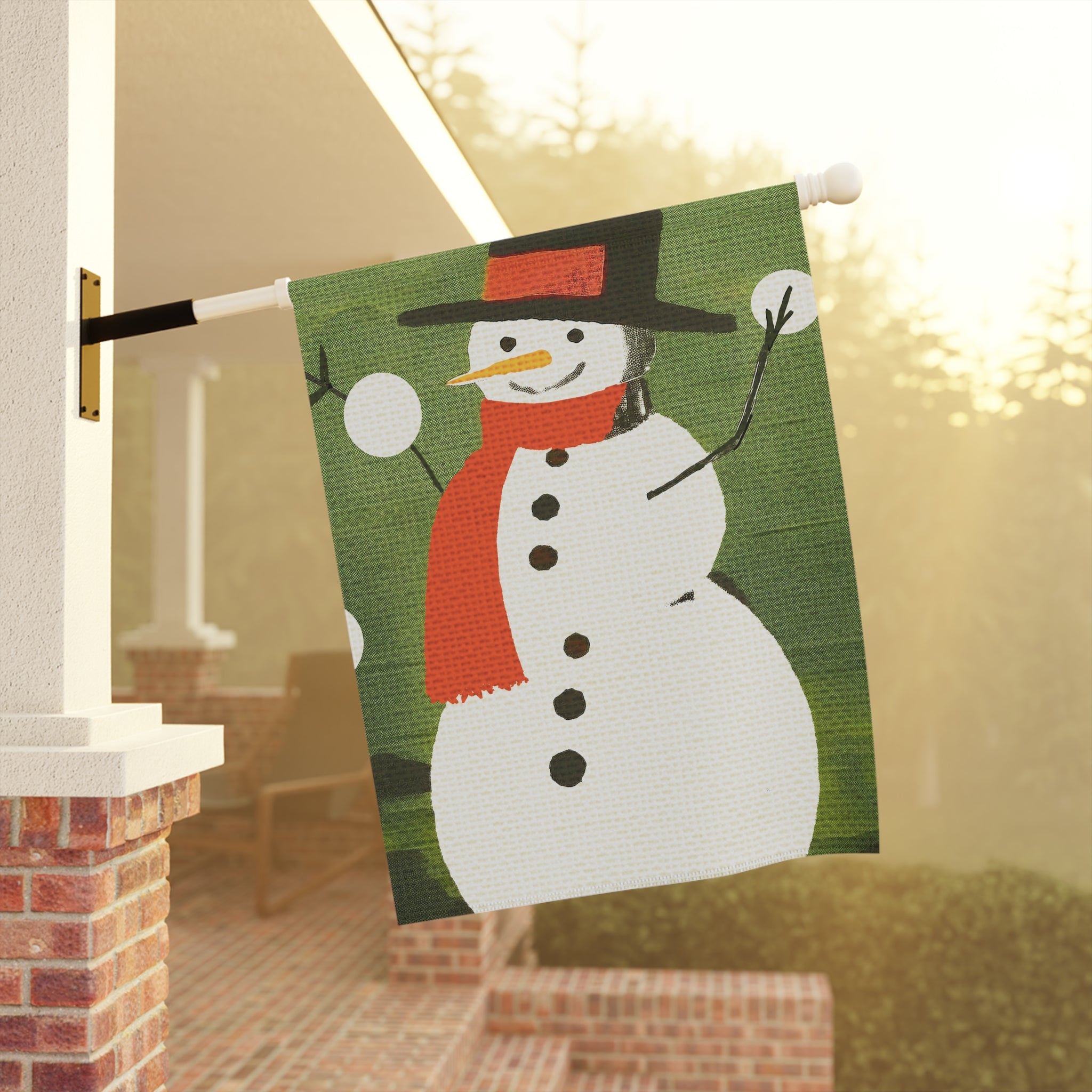 Seasonal Christmas Midwest Mod Snowball Fightin' Snowman Outdoor House Flag Garden Banner