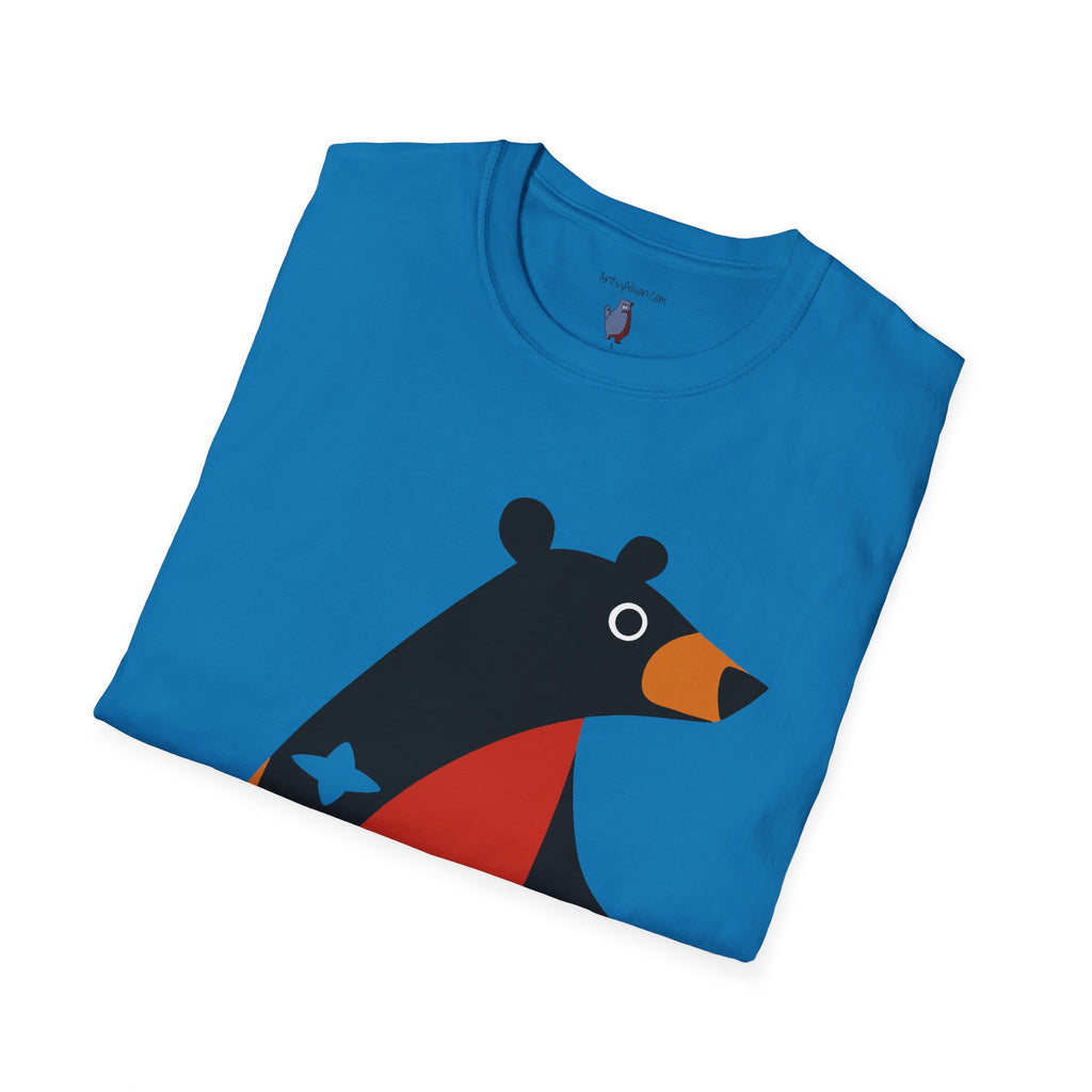 Mod Diamond Black Bear Graphic Art Tee - 100% Cotton T-Shirt