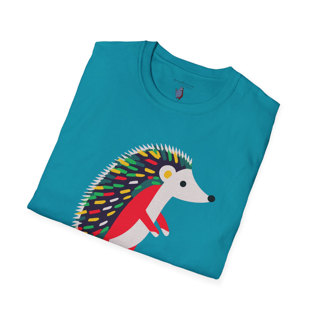 Midwest Modern Pop Icon Cutest Little Hedgehog - 100% Cotton Graphic Tee - animal lovers, cute, hedgehog, red