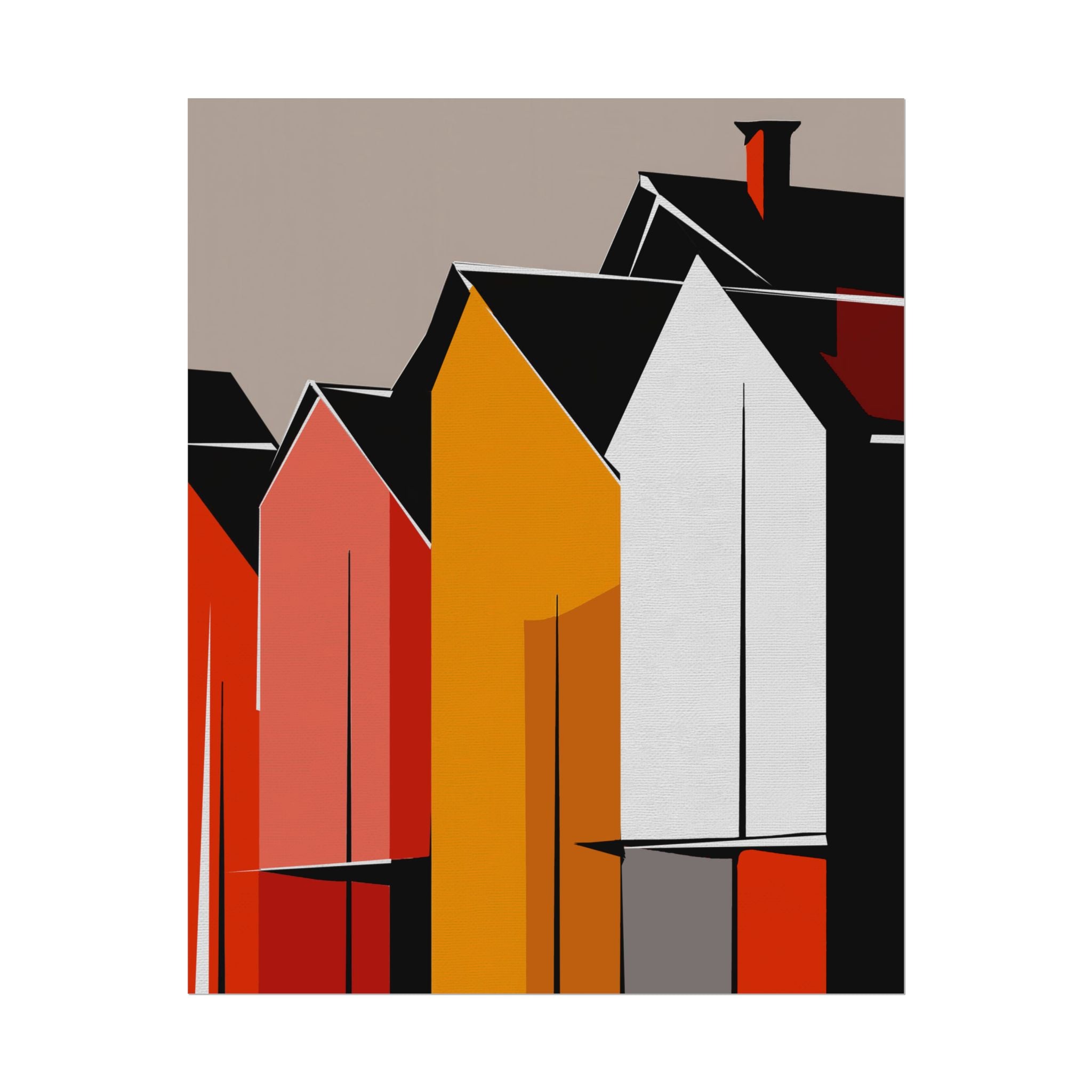 Mid Century Modern Inspired Houses Homes Art Print Rolled Poster | Wall Art, Midwest Mod, Prairie, Architecture