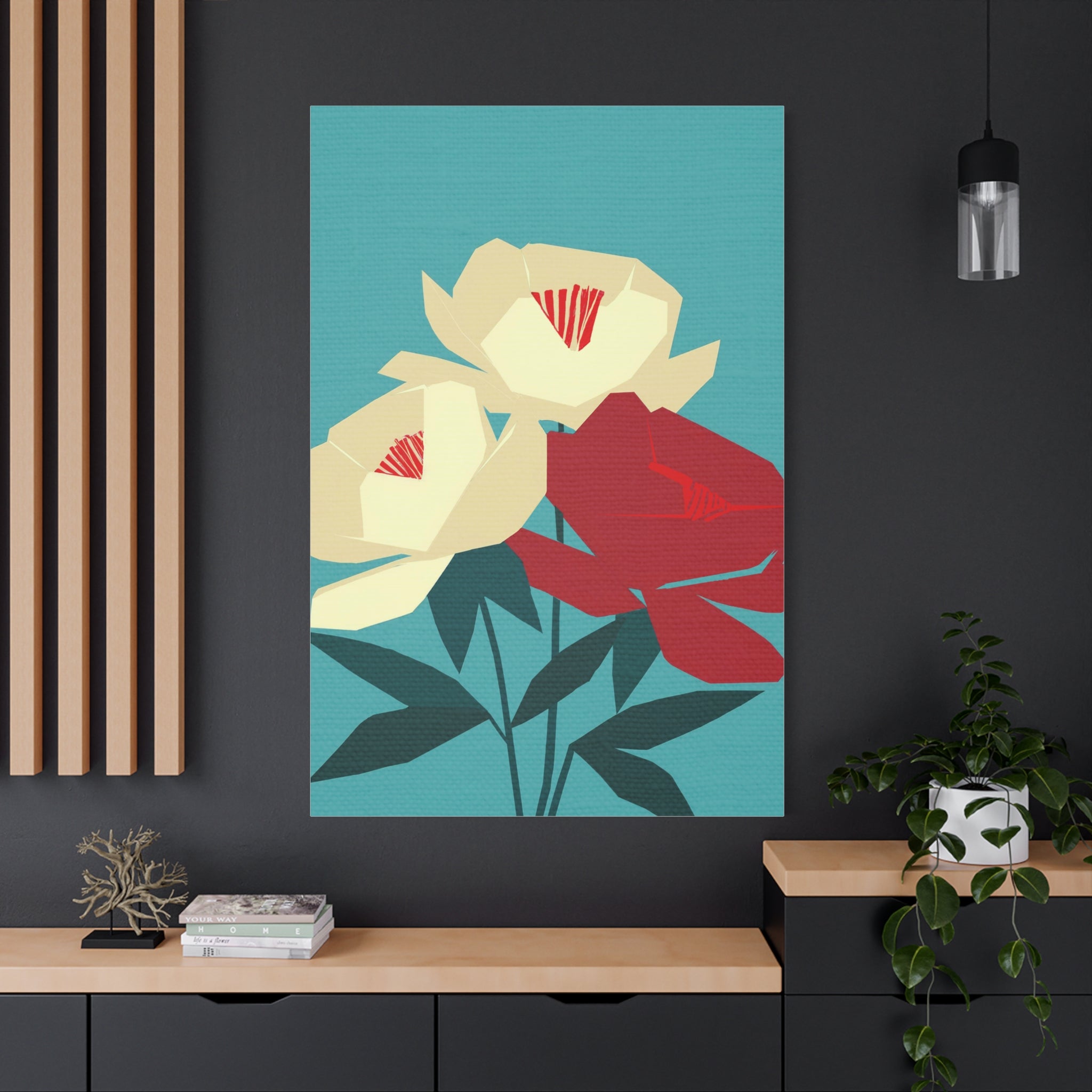 Modern Abstract Peony Love - Matte Canvas, Stretched, 1.25"