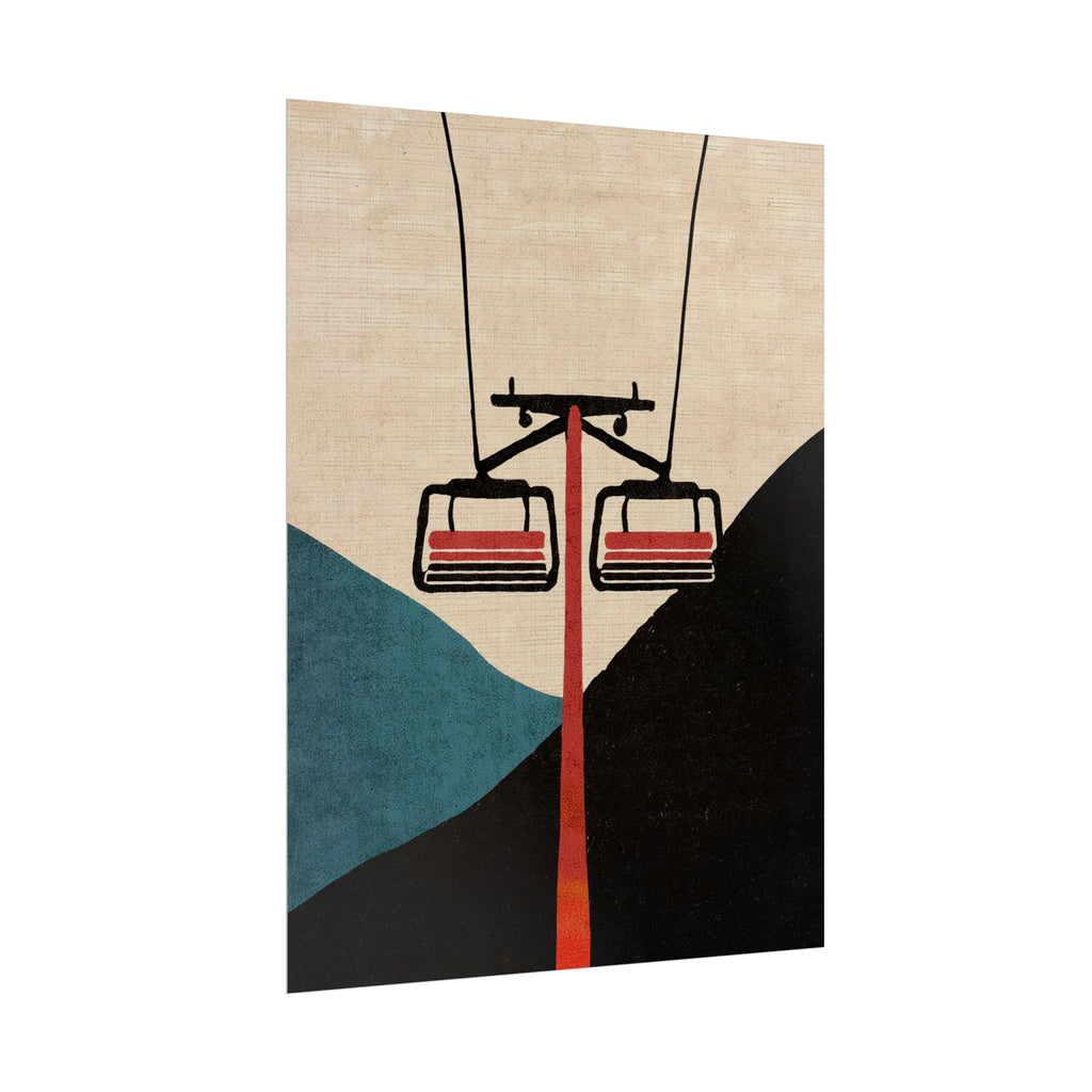 Midwest Mod Minimal Ski Lift Poster, Rolled Poster -  Ski, Ski Lift, Mountains, Snow, Winter, Sports