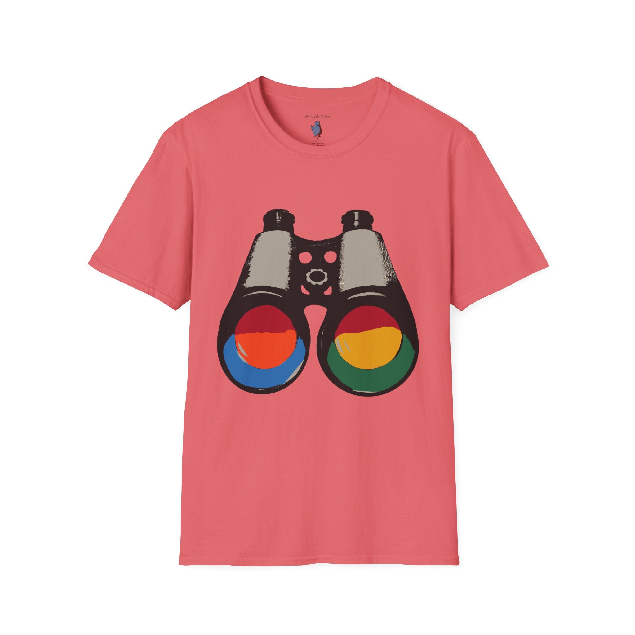 Midwest Modern Pop Art Binoculars Graphic Art Tee - 100% Cotton T-Shirt