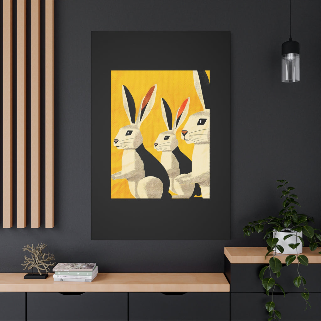 Three Little Rabbits Art Print - Matte Canvas, Stretched, 1.25"