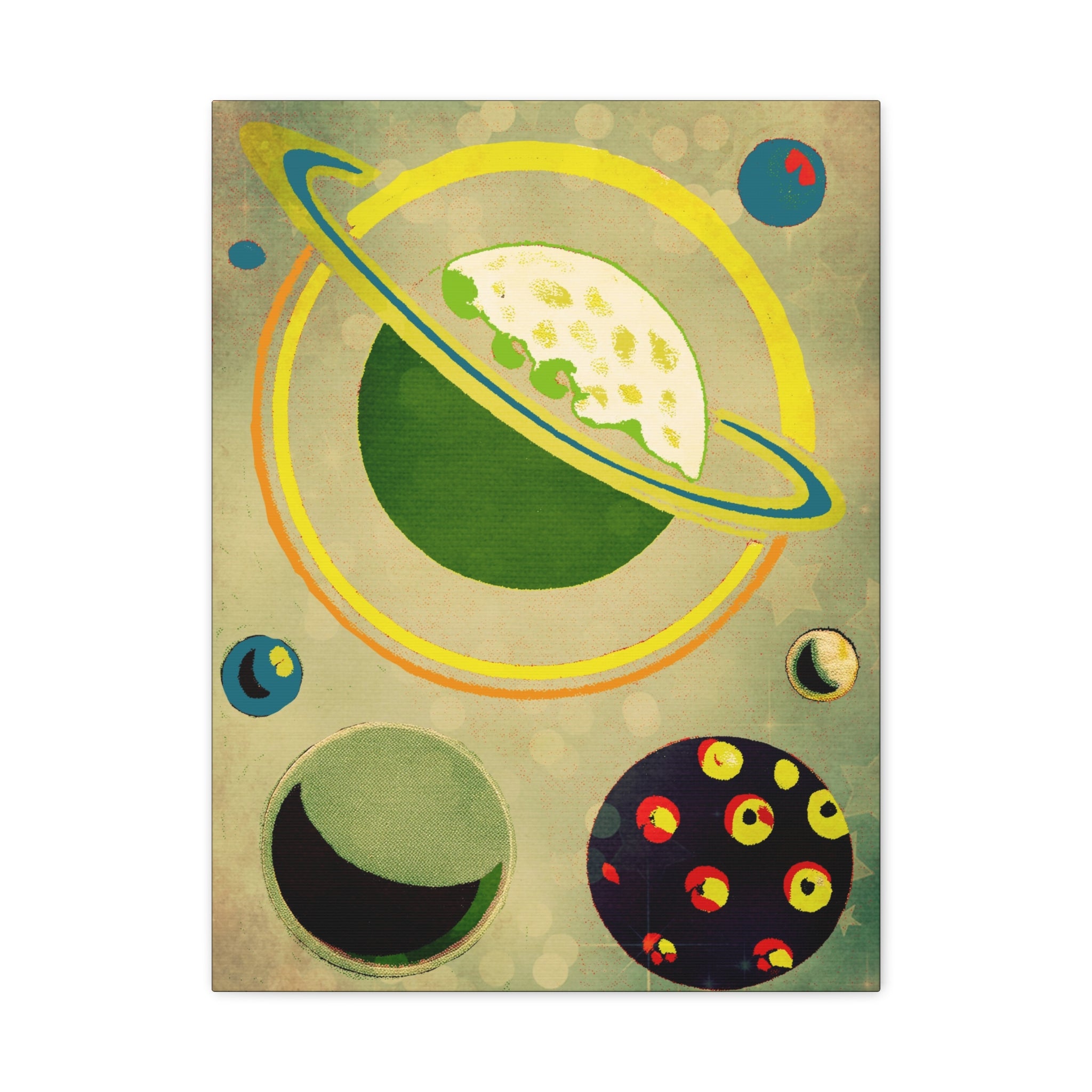 Midwest Modern Retro Colorful Planets  Art Print - Matte Canvas, Stretched, 1.25" -  home decor, wall art, space, astrology, planet