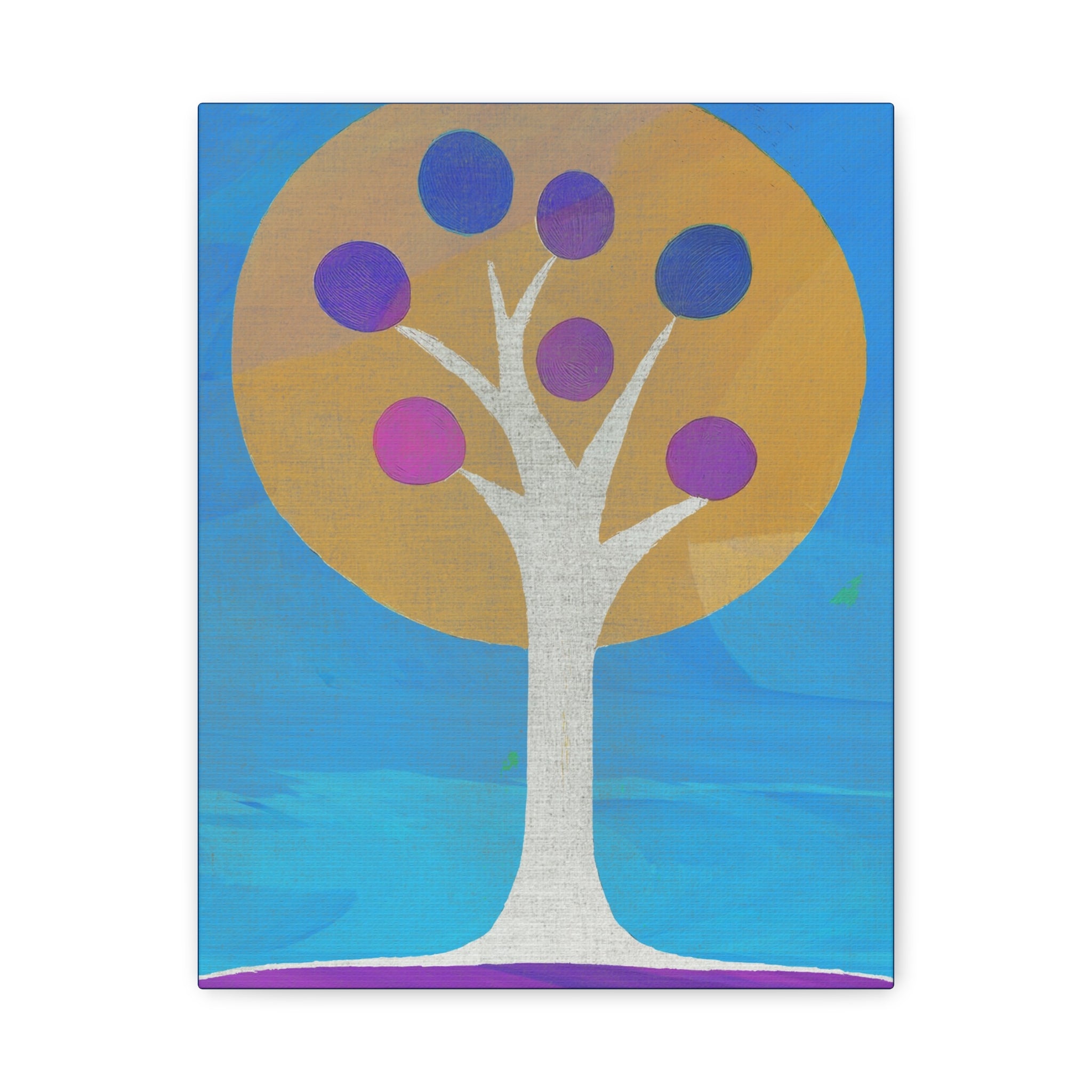 Midwest Modern Abstract Tree in Blue- Matte Canvas, Stretched, 1.25"