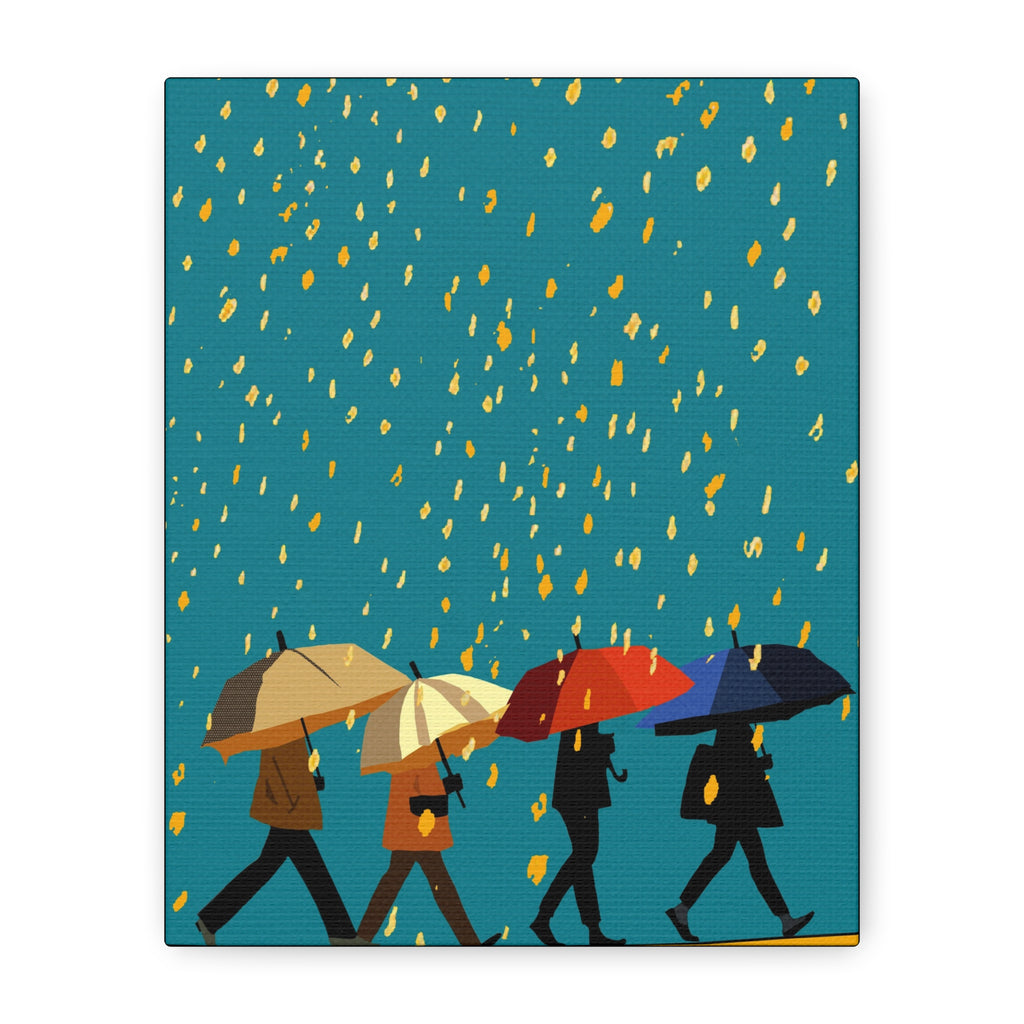 Modern Rainy Day on the Move Art Print - Matte Canvas, Stretched, 1.25" -  home decor, wall art, rain, umbrella