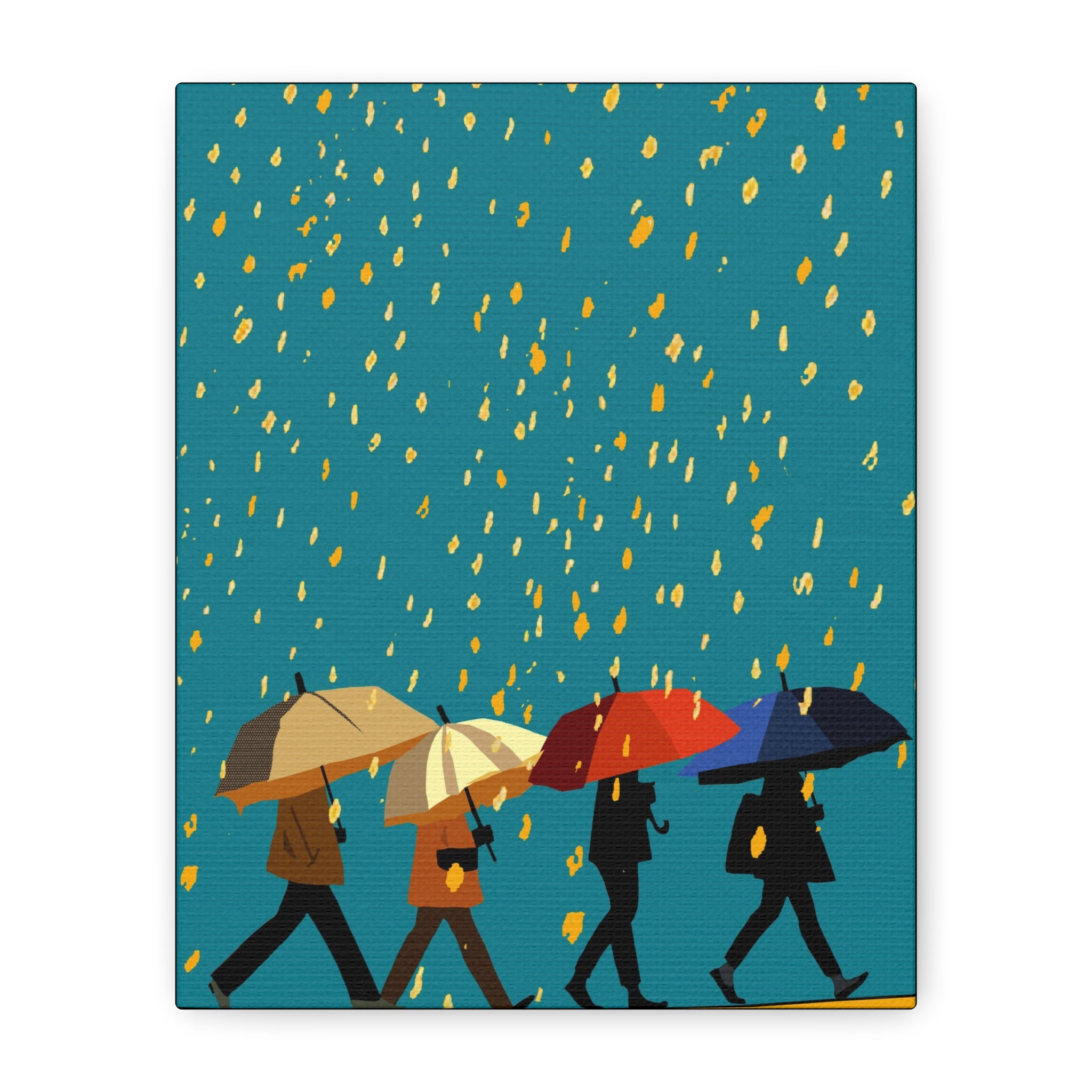 Modern Rainy Day on the Move Art Print - Matte Canvas, Stretched, 1.25" -  home decor, wall art, rain, umbrella