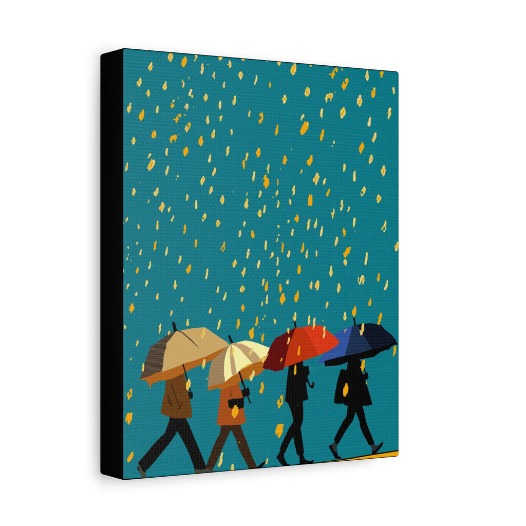 Modern Rainy Day on the Move Art Print - Matte Canvas, Stretched, 1.25" -  home decor, wall art, rain, umbrella