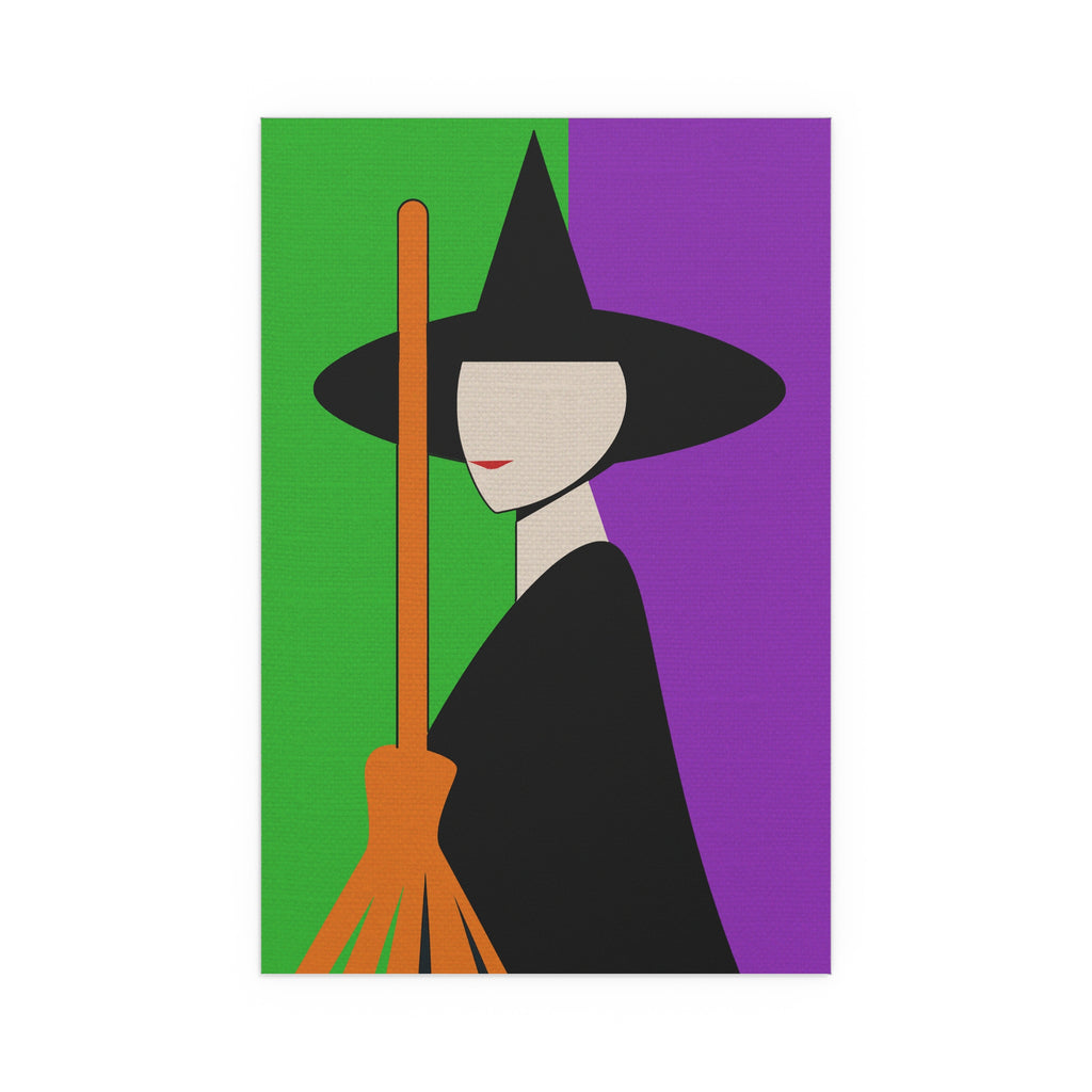 Midwest Mod Witch Silhouette Seasonal Silk Poster, Indoor and Outdoor Decor, Unique Home Decor, Seasonal Decor, Halloween, Witch, Broom