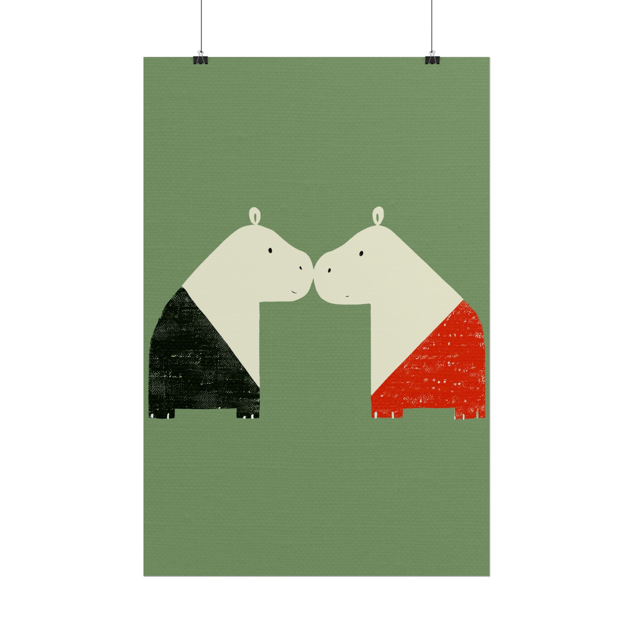 Animal Love Print Hippos Only Rolled Poster - Animals, Hippo, Valentines Day, Nature, Love