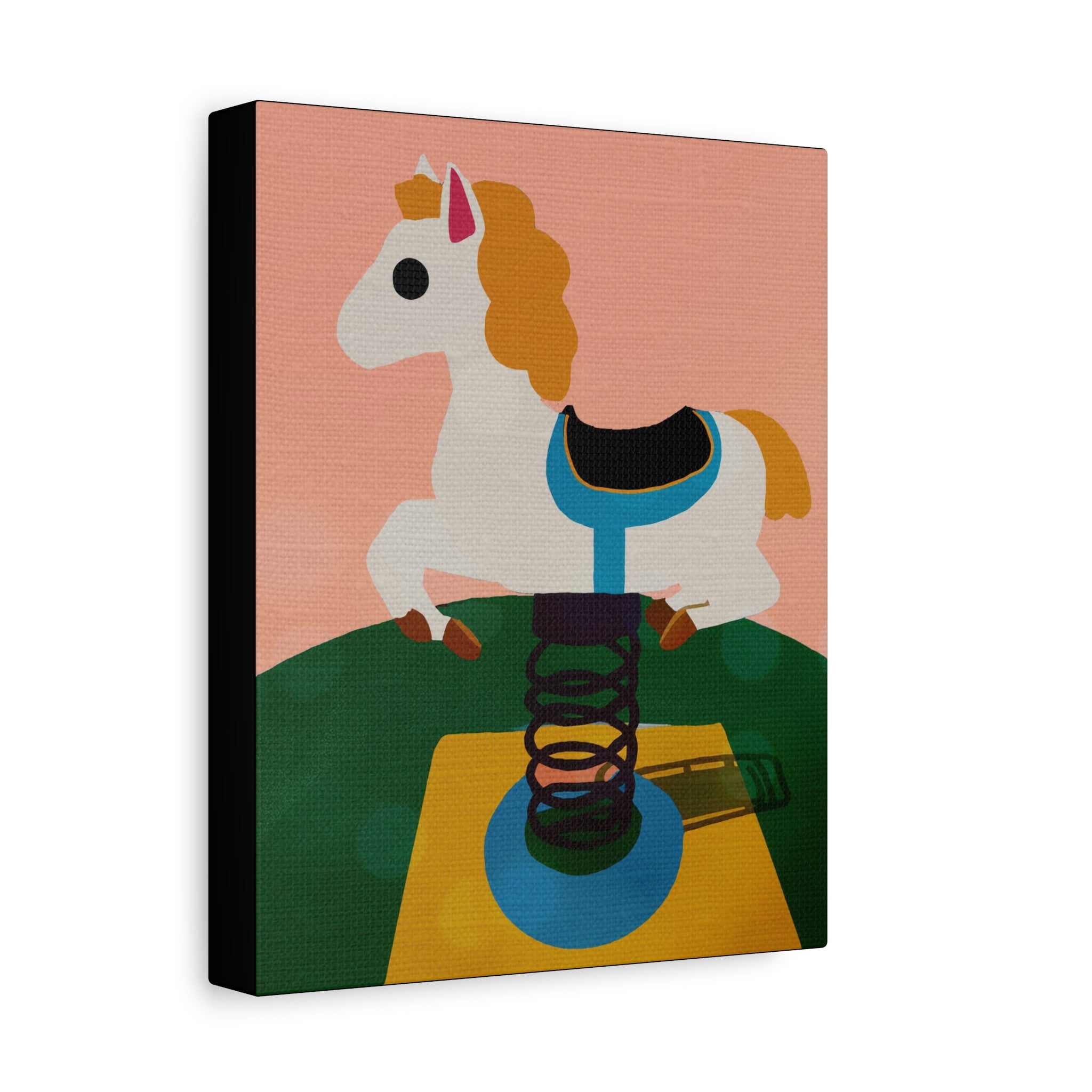 Midwest Modern Nostalgic Playground Horse Print - Matte Canvas, Stretched, 1.25" -  home decor, wall art, nostalgia, playground, kids ride