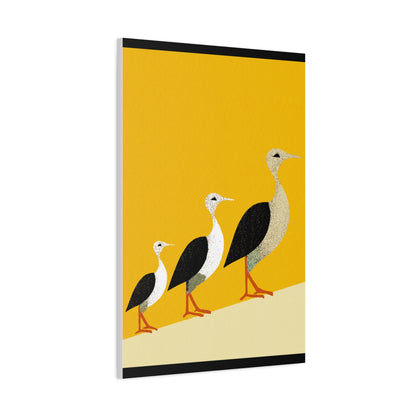 Three Birds in A Row Modern Graphic Art Print - Matte Canvas, Stretched, 1.25"