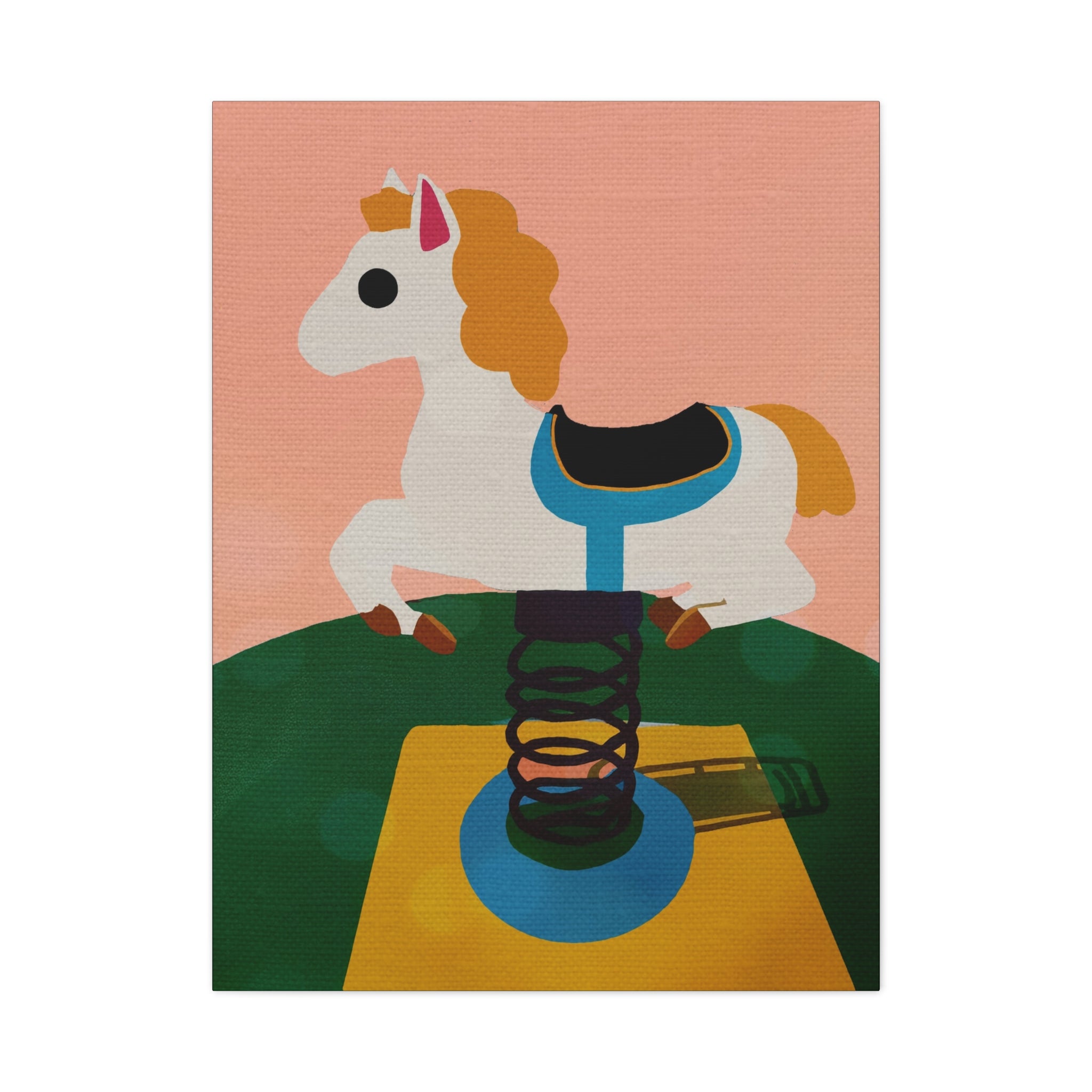 Midwest Modern Nostalgic Playground Horse Print - Matte Canvas, Stretched, 1.25" -  home decor, wall art, nostalgia, playground, kids ride