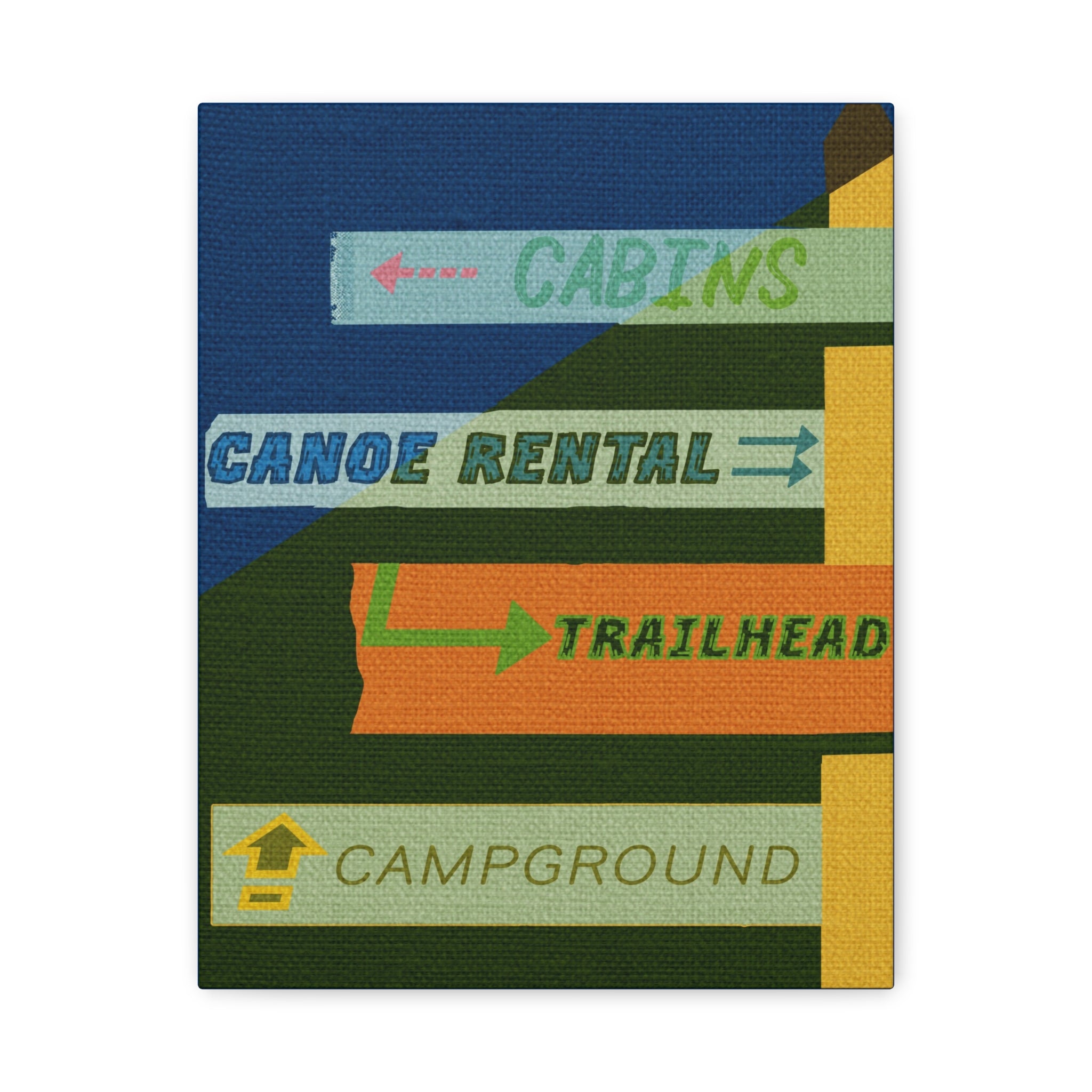 Midwest Modern Campy Campground Directional Sign  Art Print - Matte Canvas, Stretched, 1.25" -  home decor, wall art, space, camp, cabin, cottage