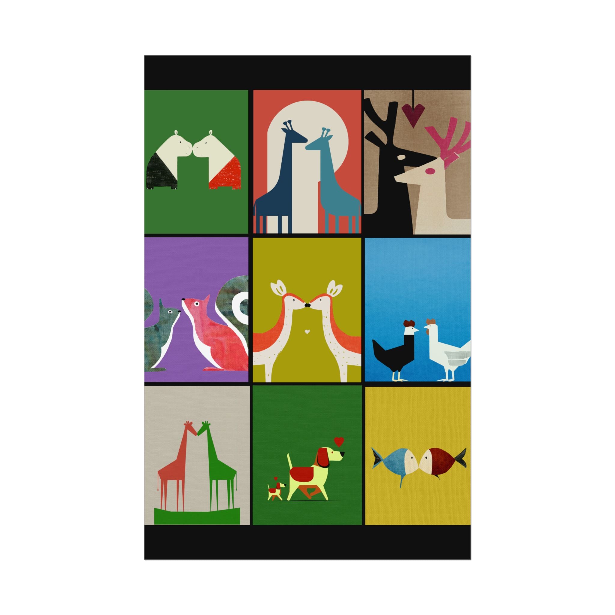 Midwest Modern Animal Love, Rolled Poster -  animals, nature, love, valentines, colorful, mod