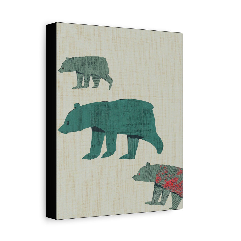Modern Abstract Three Walking Bears  - Matte Canvas, Stretched, 1.25"