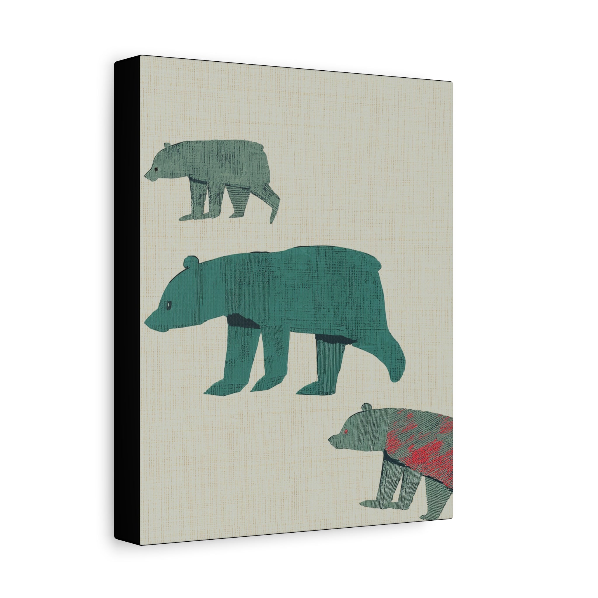 Modern Abstract Three Walking Bears  - Matte Canvas, Stretched, 1.25"