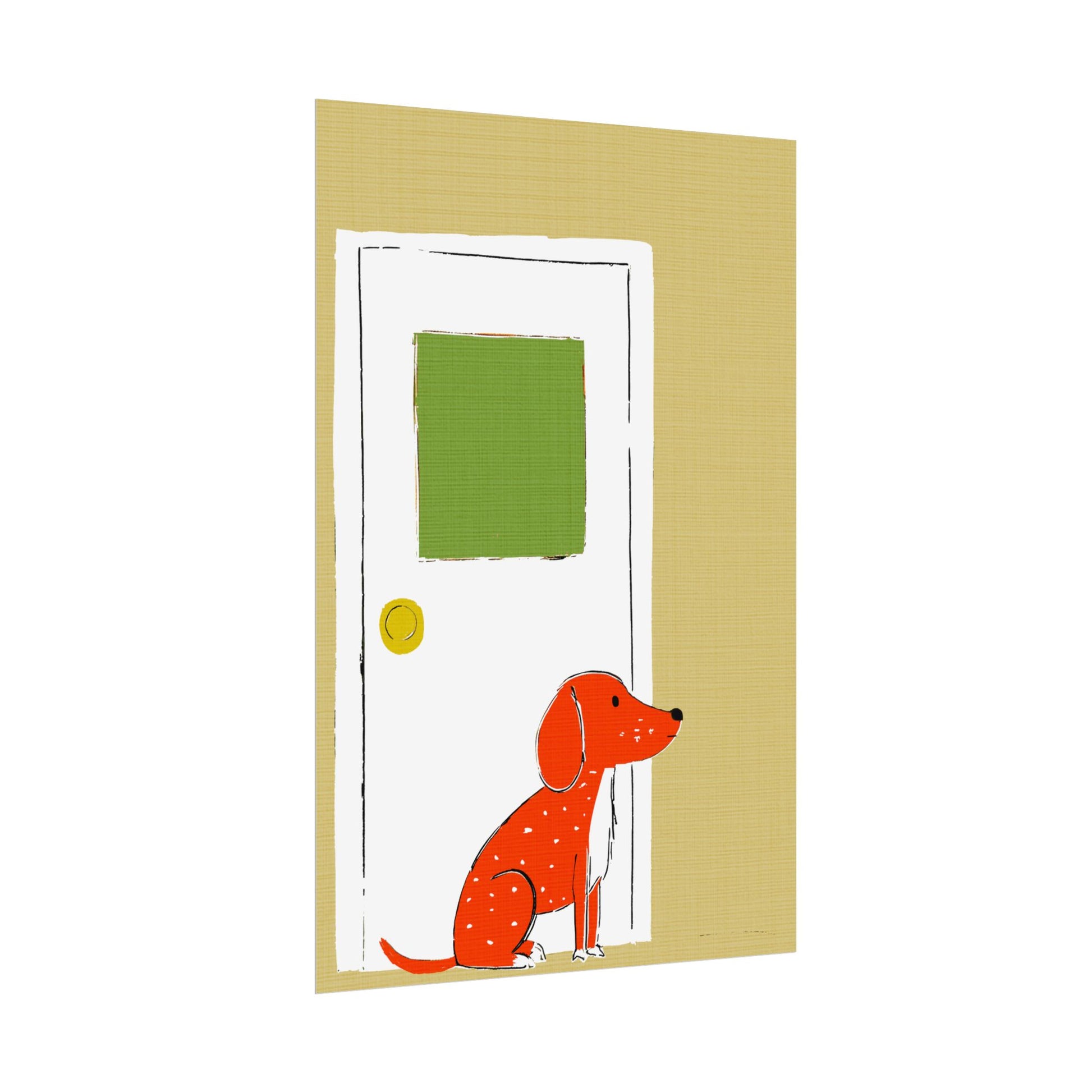 Midwest Mod Dog at Door Nursery Kids Art Print Rolled Poster | Wall Art, Midwest Mod, Dog, Dog at Door, Welcome Home