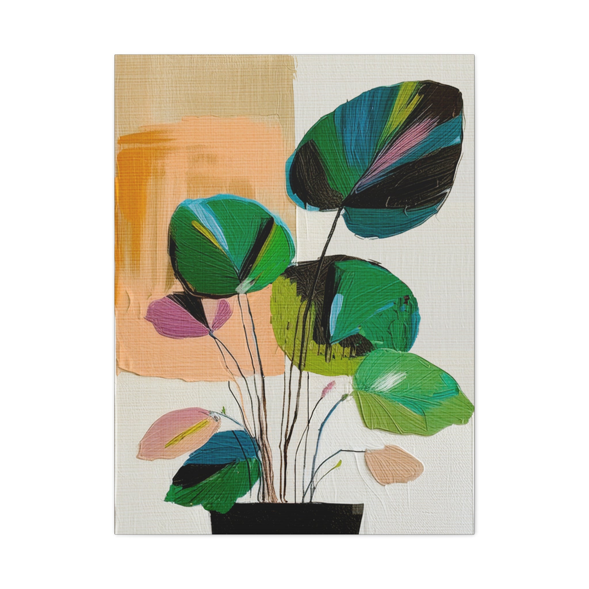Midwest Mod Abstract Houseplant Plant Art Print No. 600 - Matte Canvas, Stretched, 1.25"