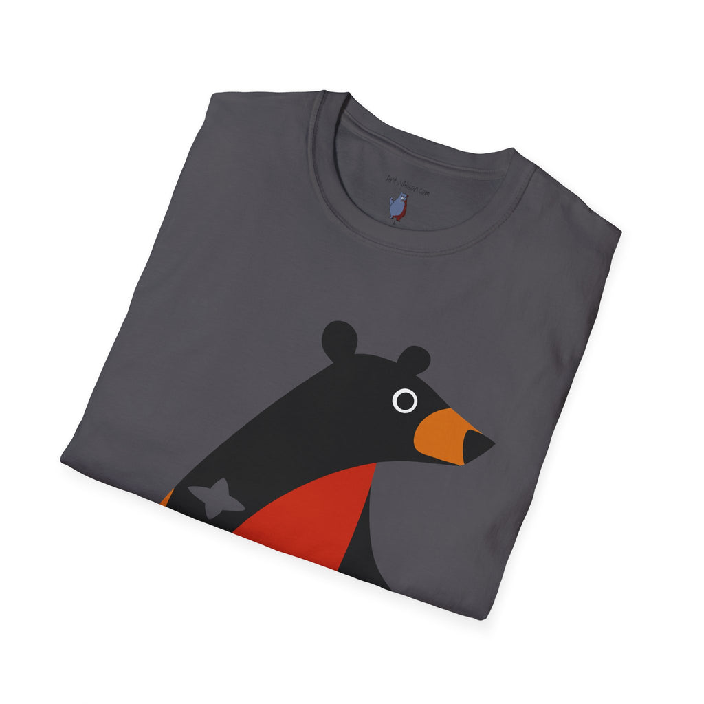 Mod Diamond Black Bear Graphic Art Tee - 100% Cotton T-Shirt