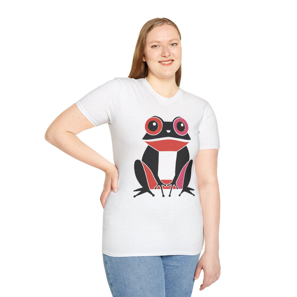 Midwest Modern Pop Iconic Blank and Pink Frog - 100% Cotton Graphic Tee - animal lovers, frogs, amphibians, black, pink