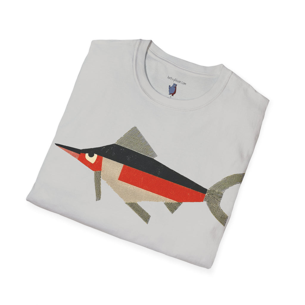 Mod Mad Swordfish Fish Graphic Art Tee - 100% Cotton T-Shirt