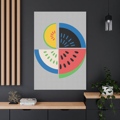 Mod Vibrant Fresh Summer Fruit Graphic Art Print - Matte Canvas, Stretched, 1.25"