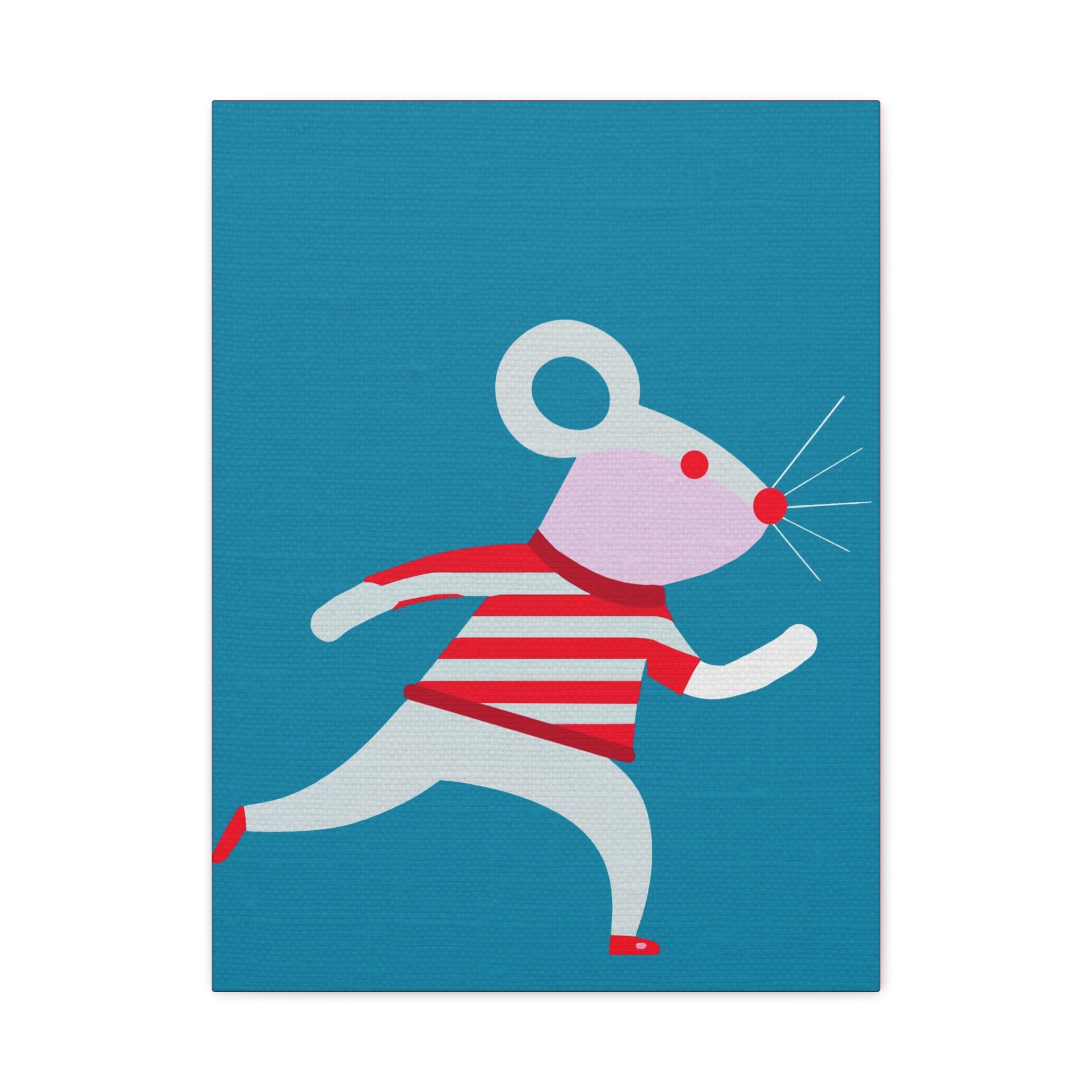 Midwest Modern Running Mouse Print - Matte Canvas, Stretched, 1.25" - nursery, wall decor, fun art, stripes, bold, kids decor