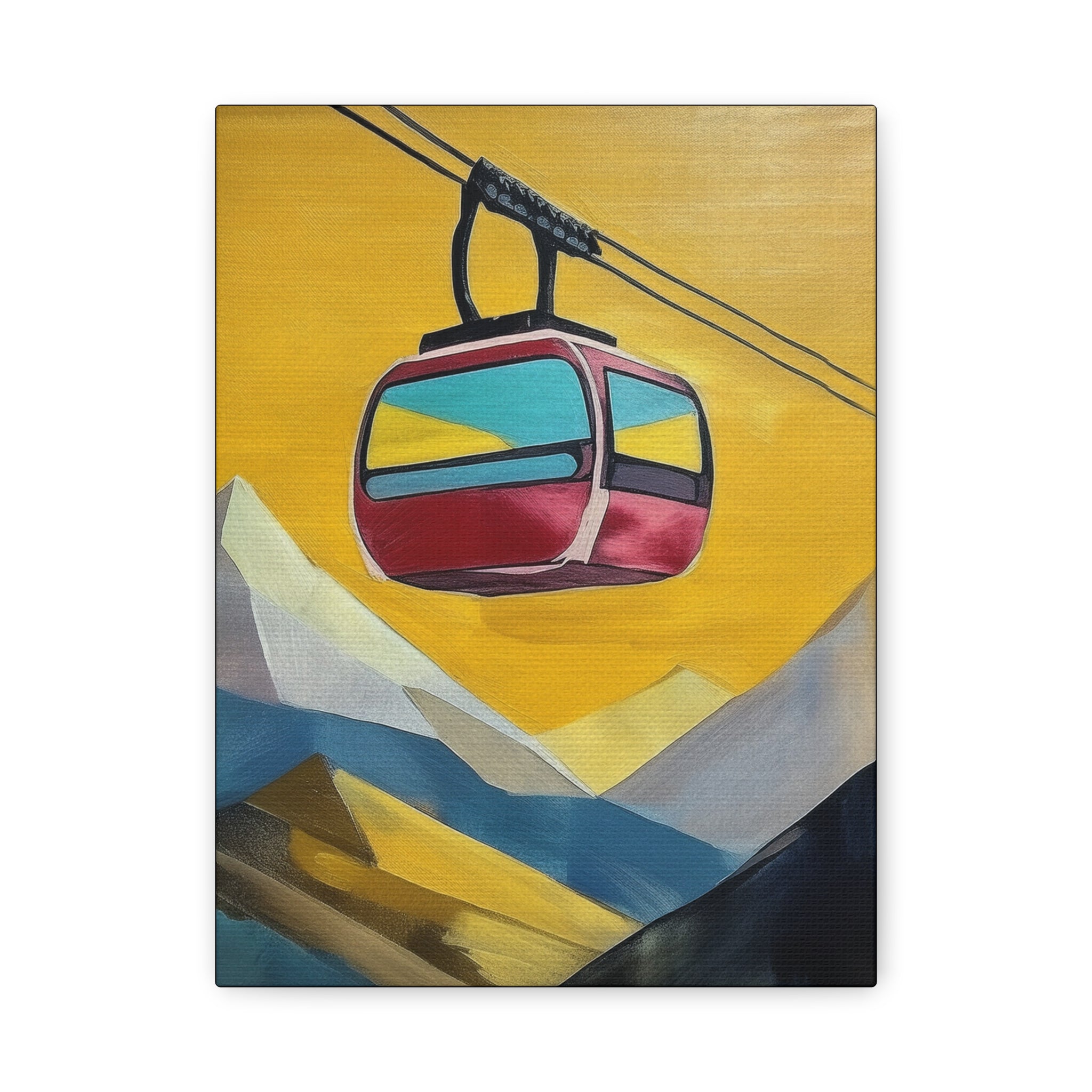 Midwest Modern Mountain Tram Ski Lift - Matte Canvas, Stretched, 1.25" -  home decor, wall art, nature, winter, cabin, sports