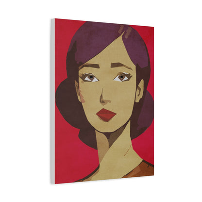 Woman in Red Portrait Graphic Art Print - Matte Canvas, Stretched, 1.25"