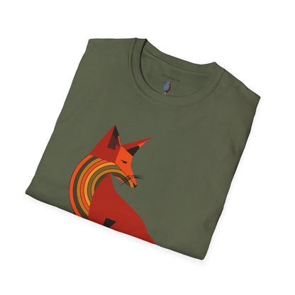 Sassy Striped Fox Graphic Art Tee - 100% Cotton T-Shirt