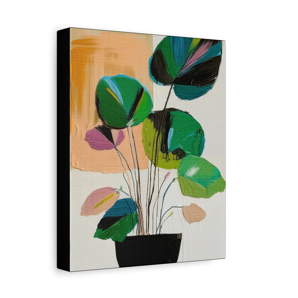 Midwest Mod Abstract Houseplant Plant Art Print No. 600 - Matte Canvas, Stretched, 1.25"