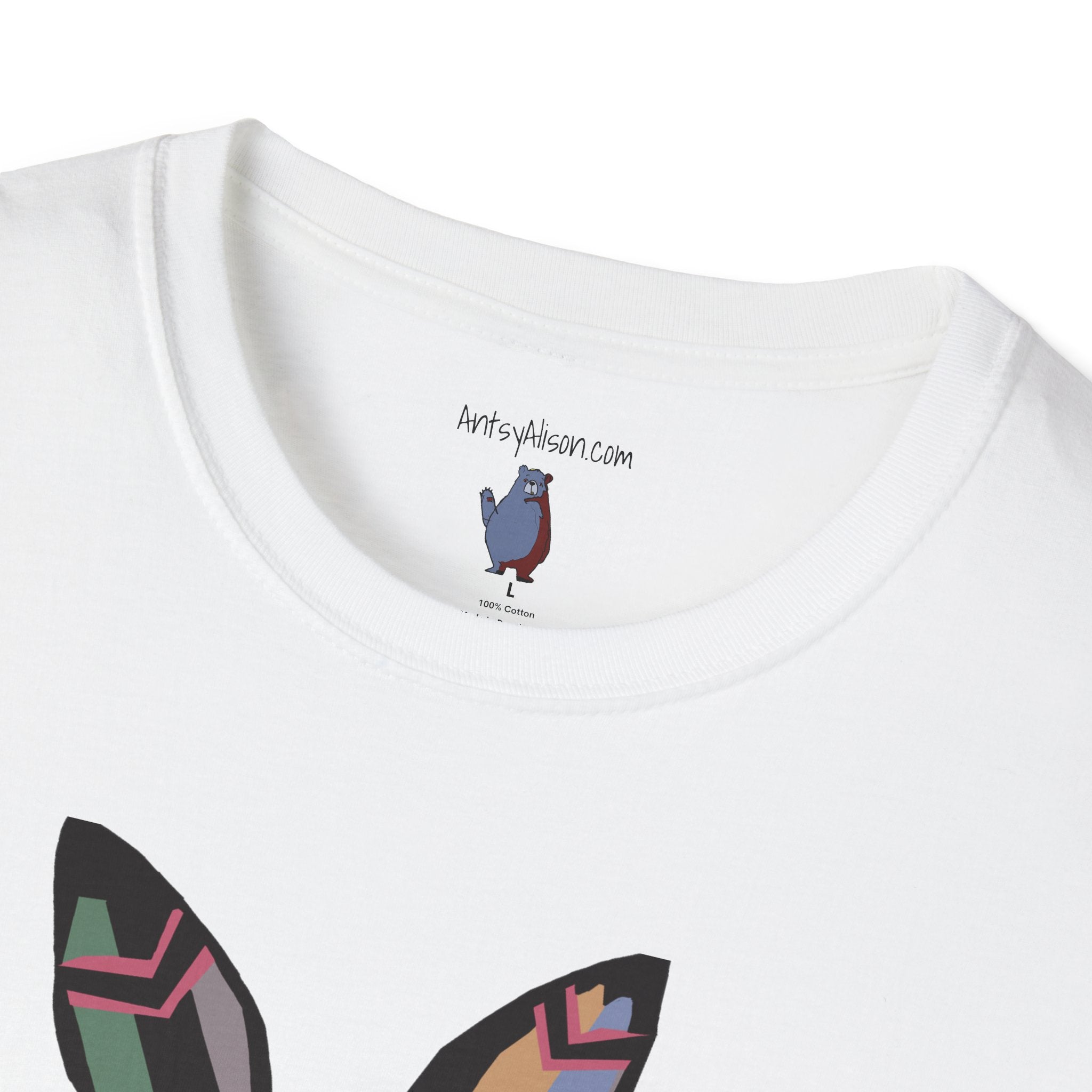 Striped Standing Bunny Rabbit - 100% Cotton T-Shirt