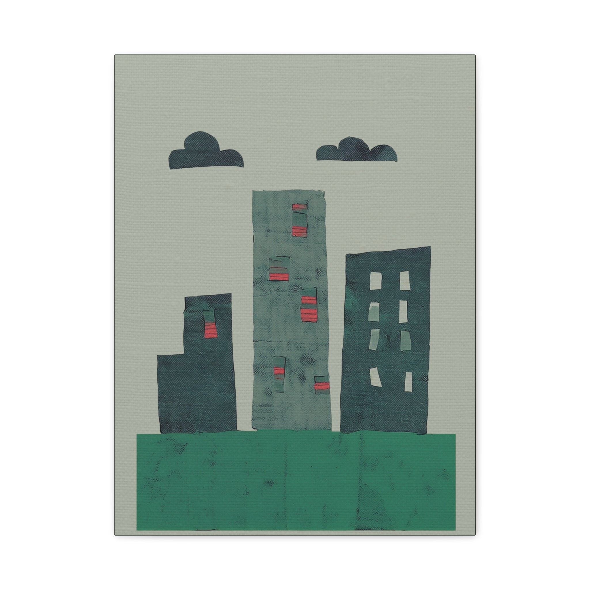 Collage Style Small Town Skyline - Matte Canvas, Stretched, 1.25"
