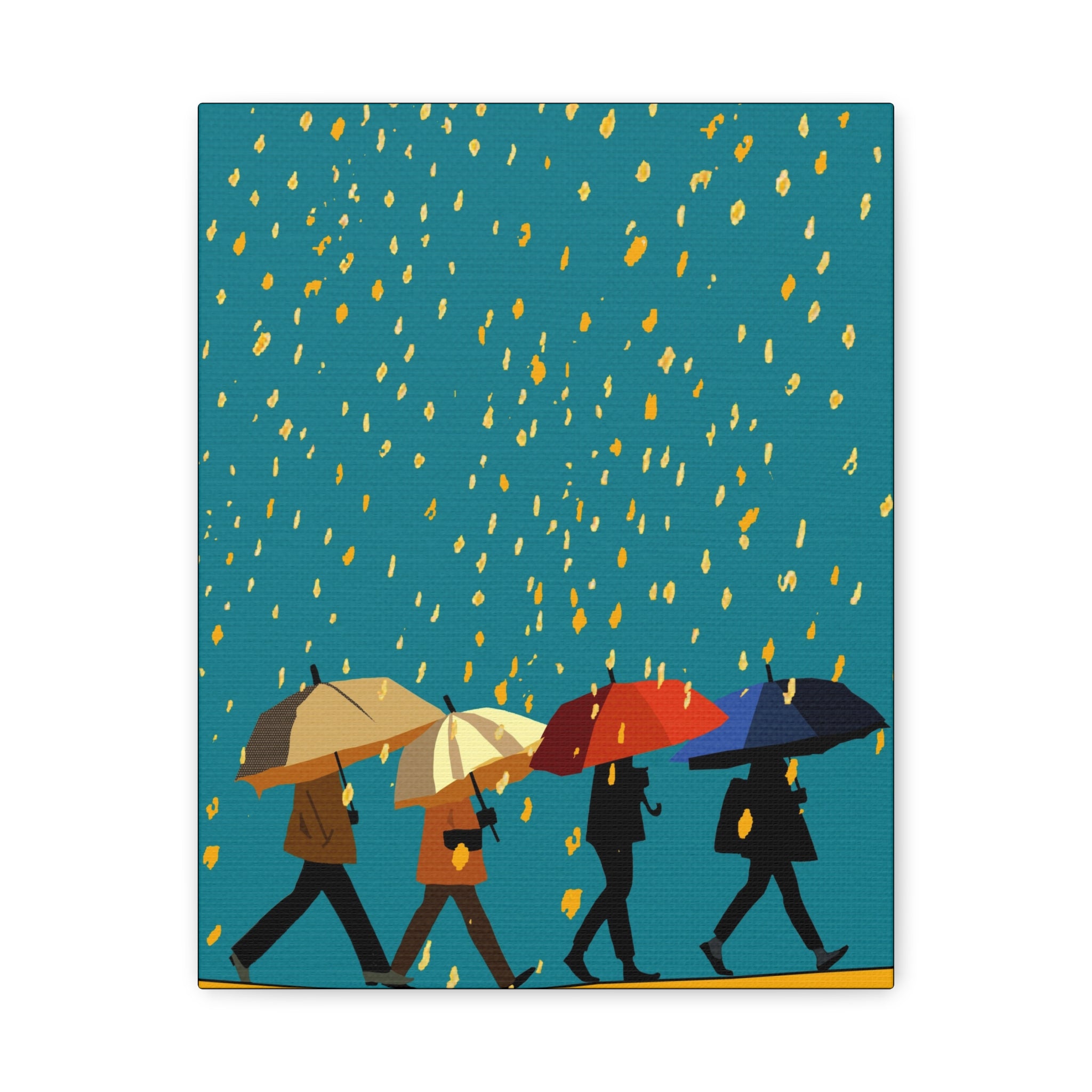 Modern Rainy Day on the Move Art Print - Matte Canvas, Stretched, 1.25" -  home decor, wall art, rain, umbrella