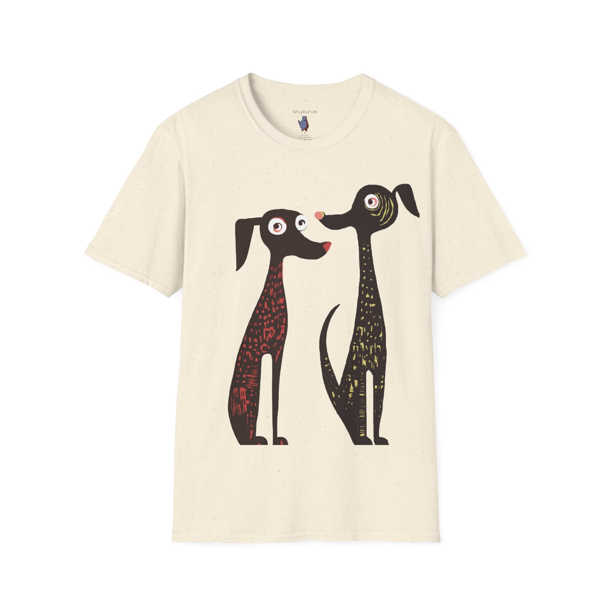 Retro Dog Duo Graphic Art Unisex T-Shirt - 100% Cotton