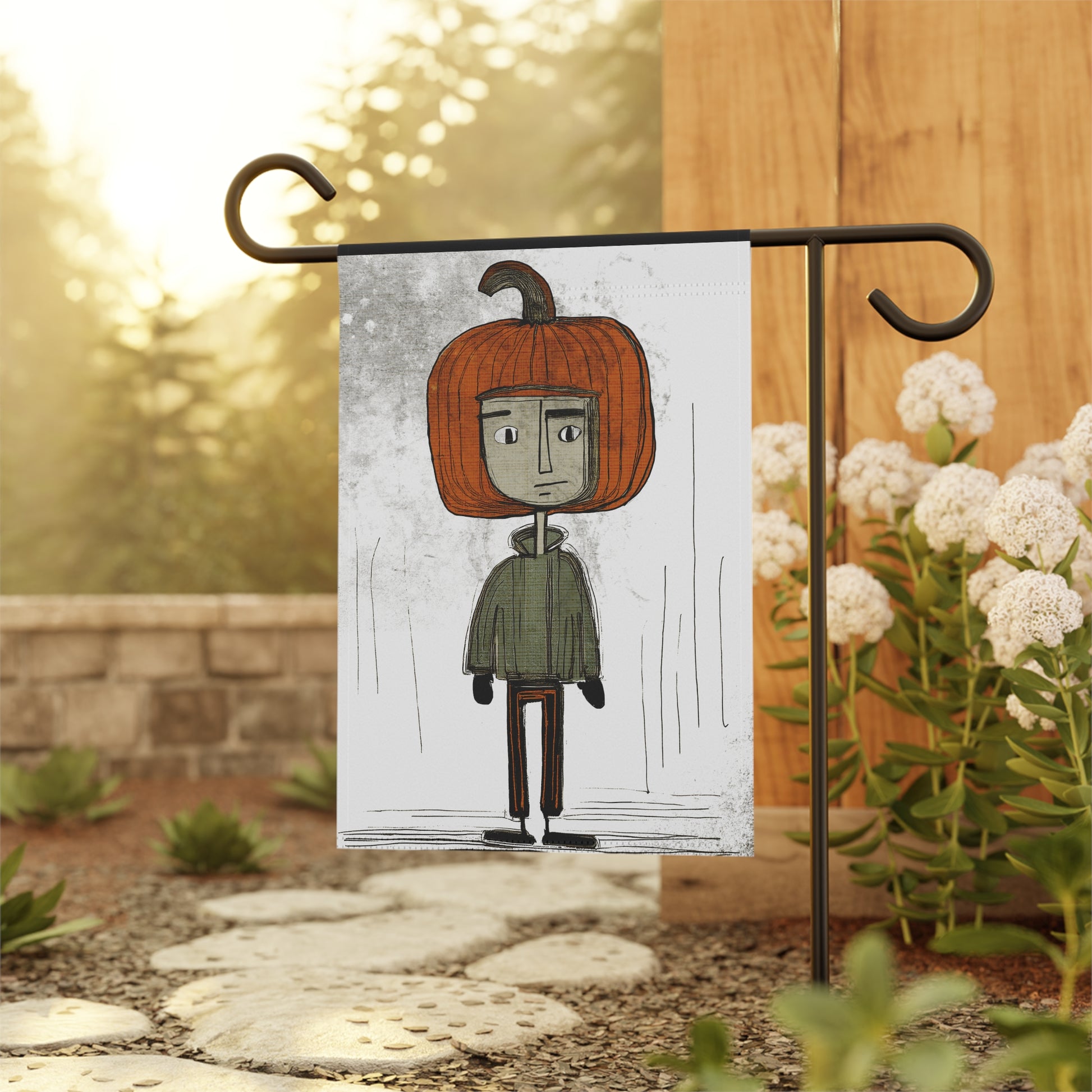 Halloween Seasonal Midwest Mod Pumpkin Boy No. 3 Art Whimsical Yard Decoration, Unique Home & Garden Decor, Outdoor Signs, Fun Garden Art