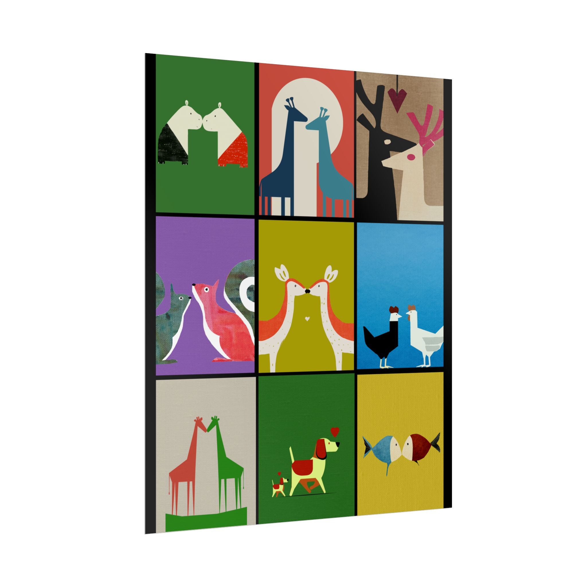 Midwest Modern Animal Love, Rolled Poster -  animals, nature, love, valentines, colorful, mod