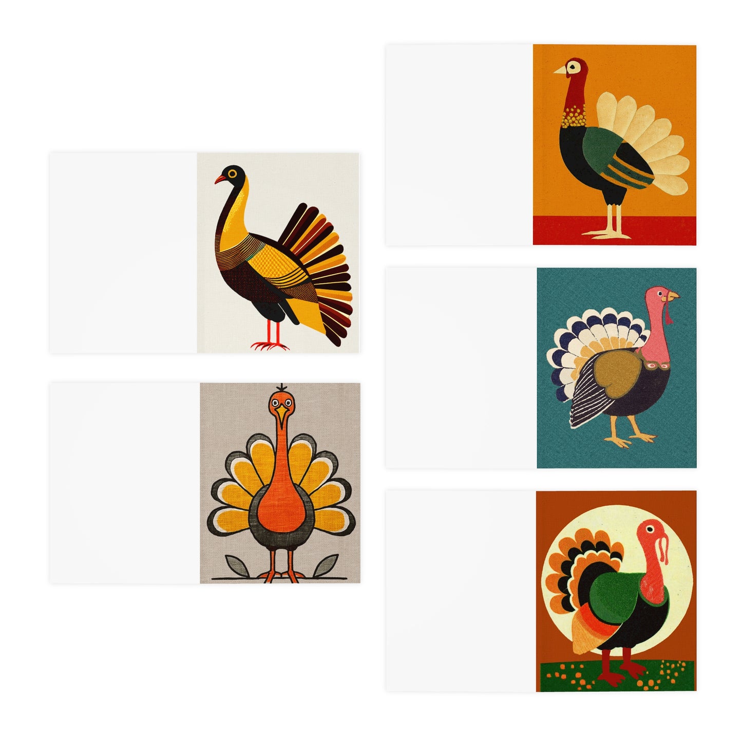 Multi-Design Thanksgiving Turkey Greeting Card (5-Pack) -  Holiday Thanksgiving Collection