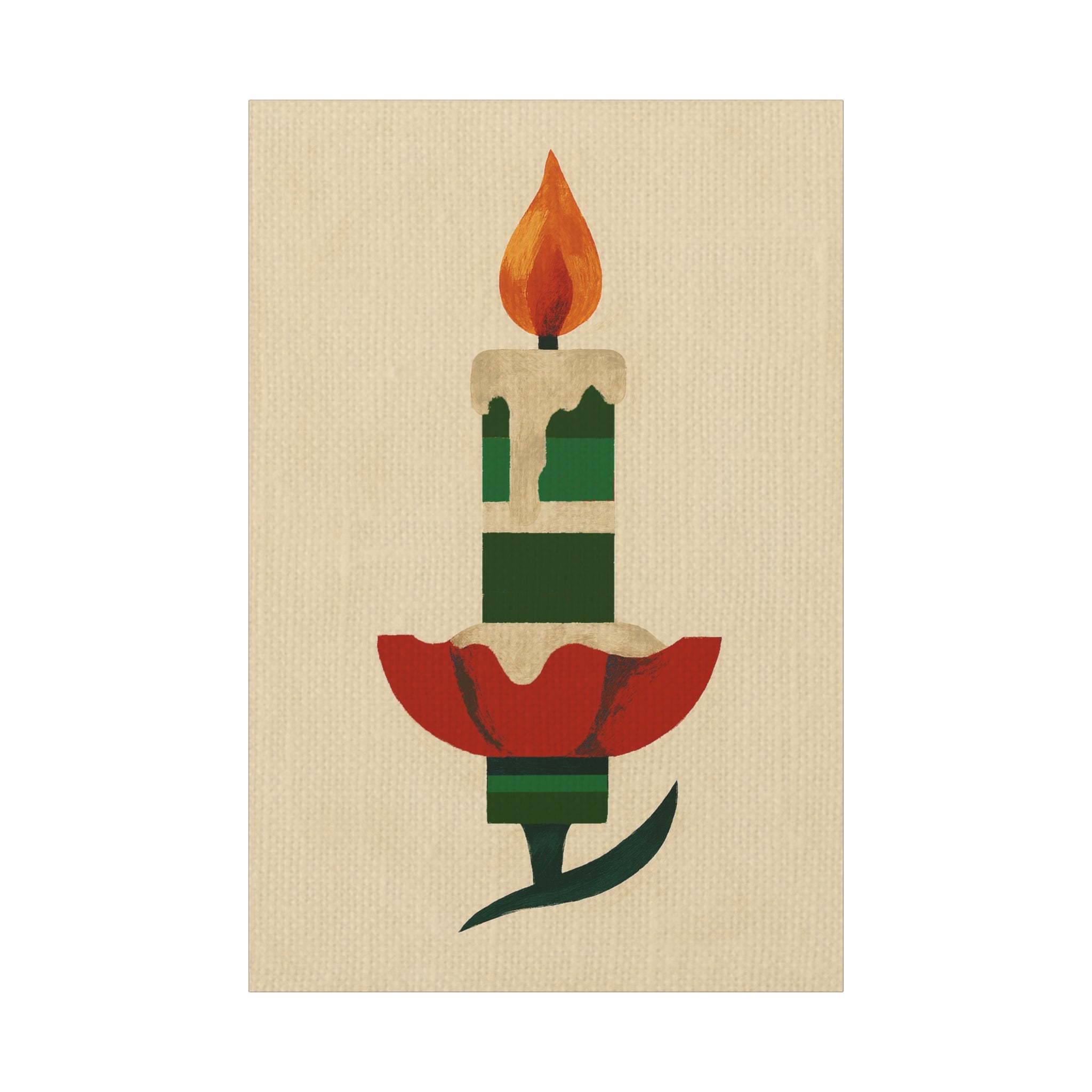 Midwest Mod Seasonal Christmas Art Print -Vintage Clip-On Candle Ornament - Matte Canvas, Stretched, 1.25"