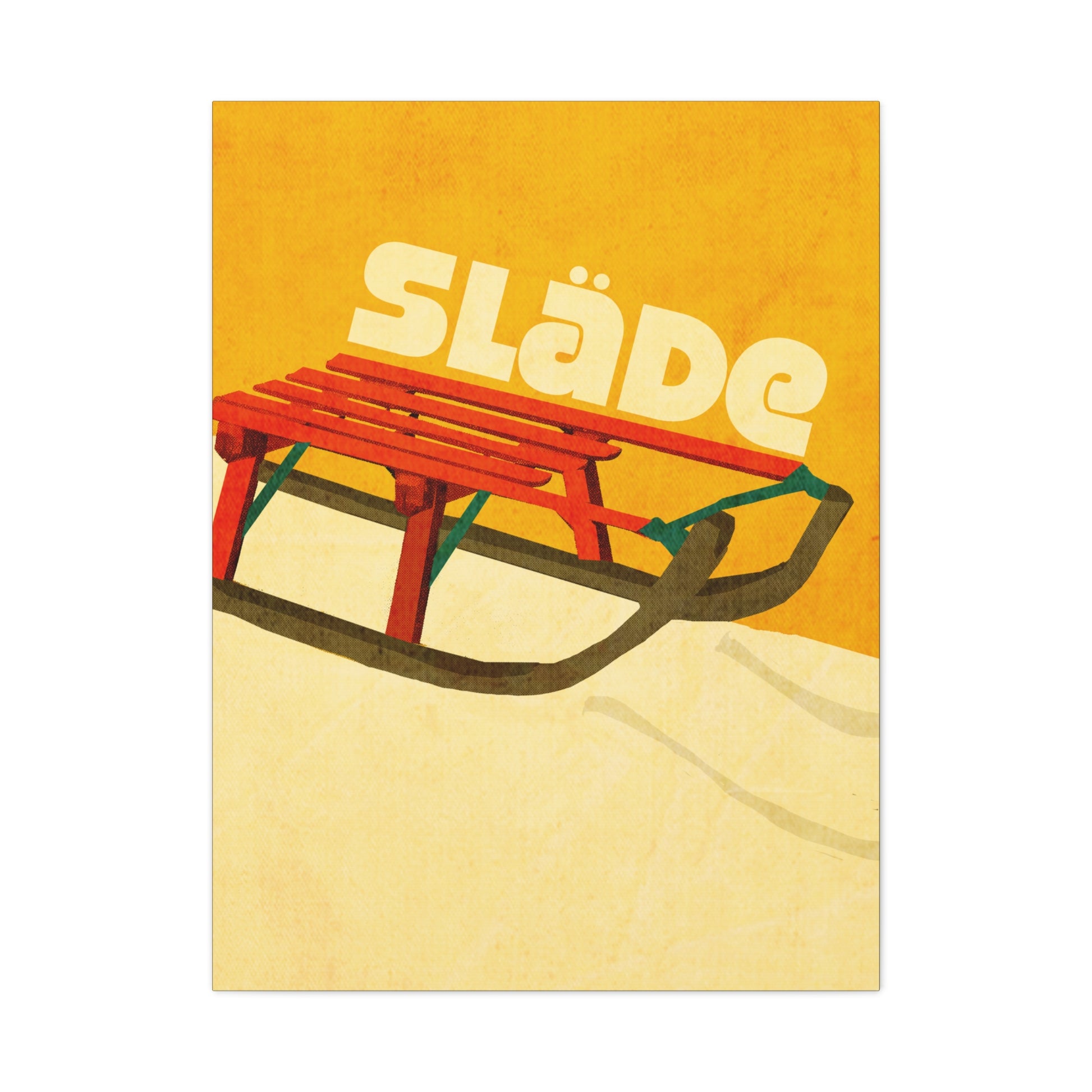 Midwest Mod Seasonal Winter Art Print Snow Sled Swedish Slade - Matte Canvas, Stretched, 1.25"