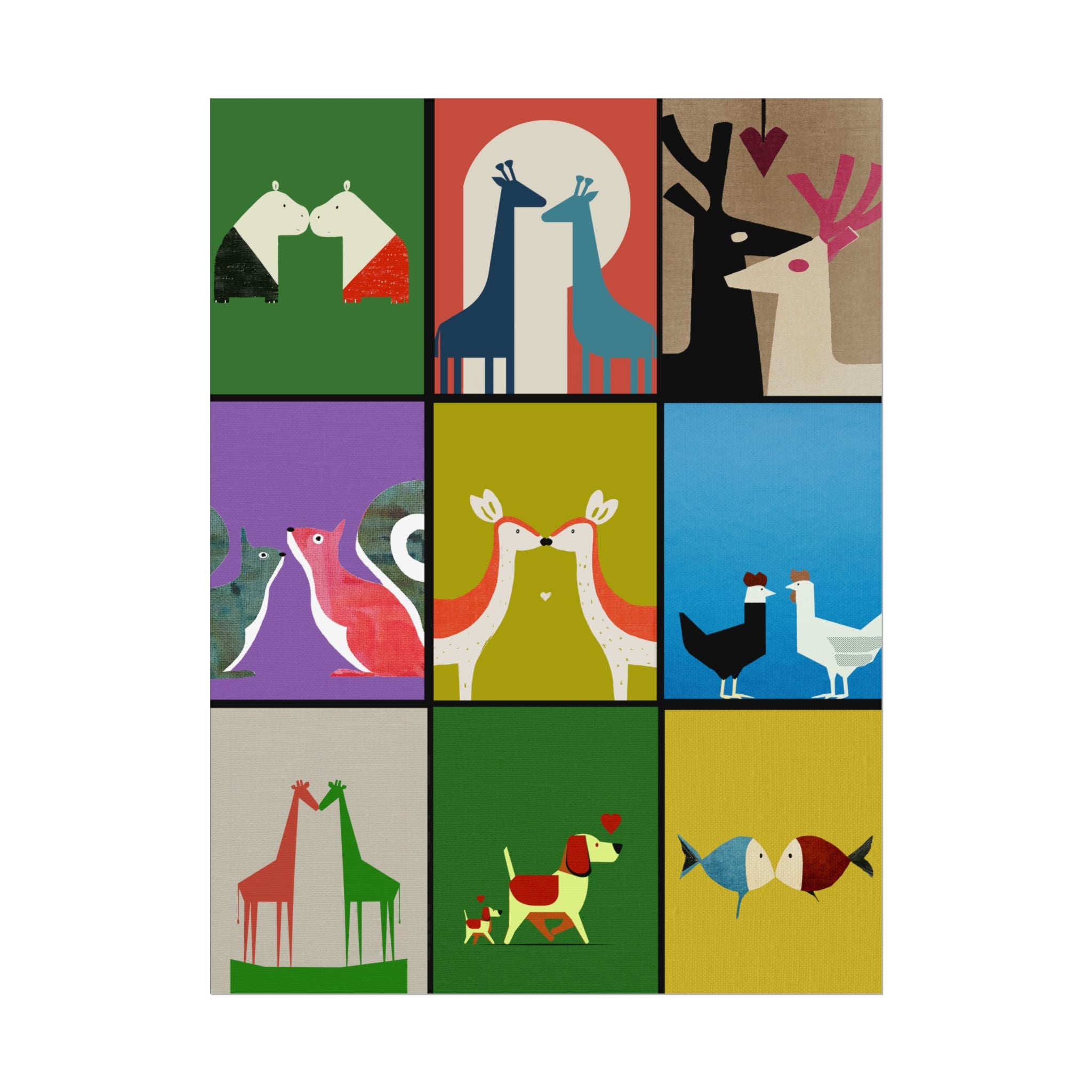 Midwest Modern Animal Love, Rolled Poster -  animals, nature, love, valentines, colorful, mod