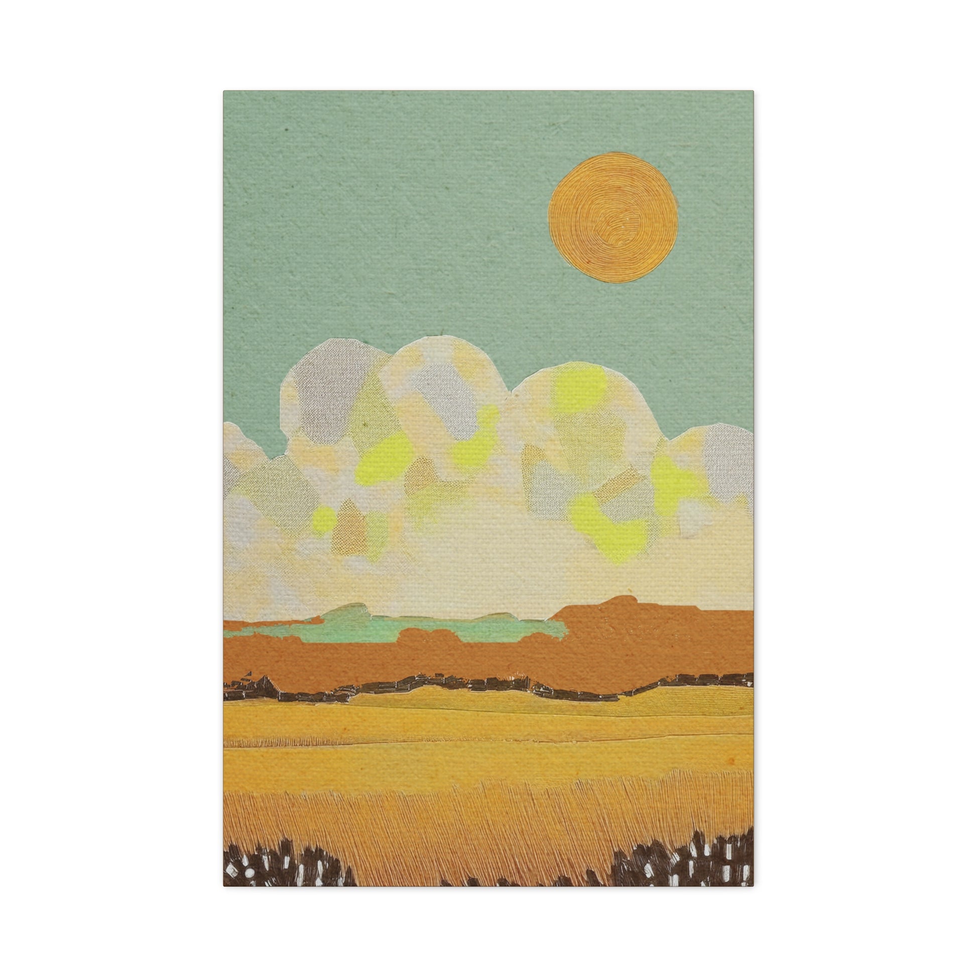 Midwest Mod Cloudy Day Landscape Art Print - Matte Canvas, Stretched, 1.25"