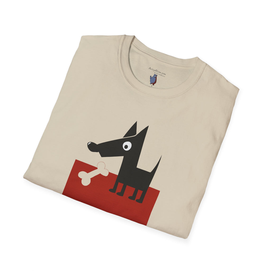 Midwest Modern Pop Icon Dog & Bone 100% Cotton Graphic Tee - animal lovers, dog, canine, bones
